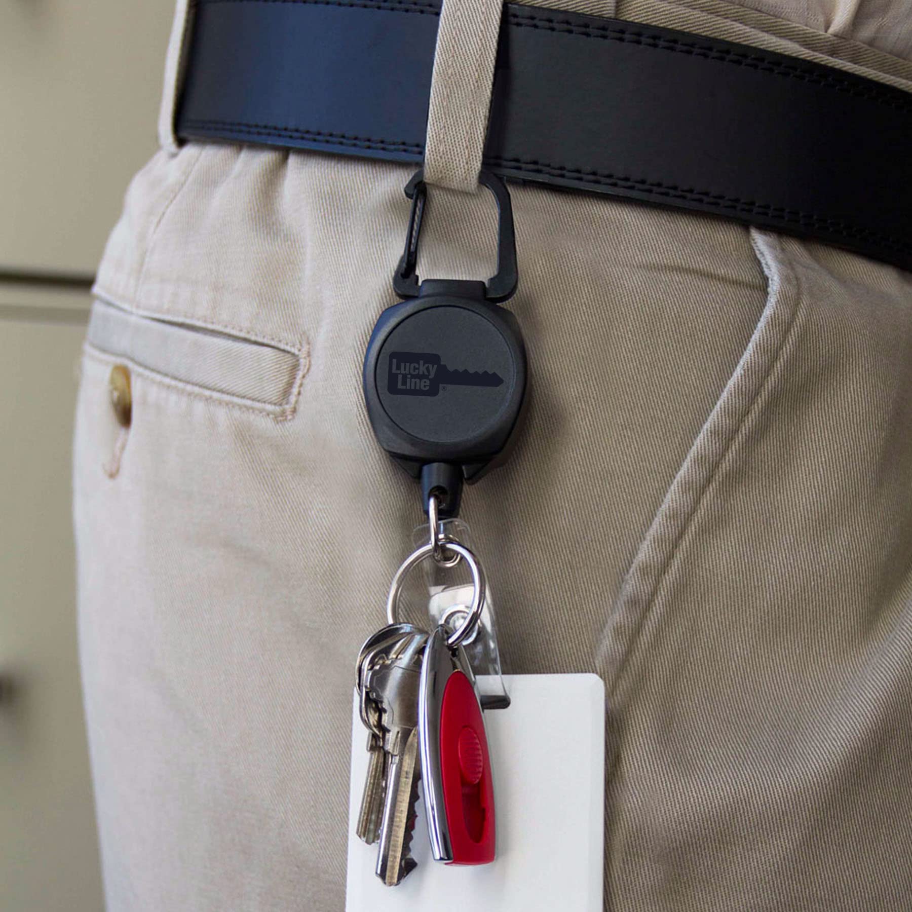 Lucky Line Key-Bak Sidekick Retractable Clip On Badge Holder (43461) - Black | Secure ID Card Holder for Work, School & Events | Durable & Convenient for Nurses, Teachers & Office Professionals