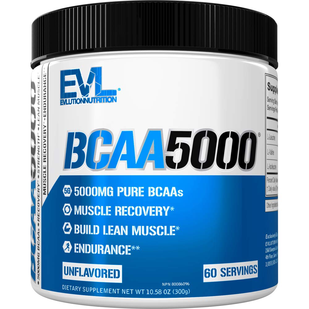 EVLUTION EVL BCAA Amino Acid Powder - 5g Branched Chain Amino Acid Supplement for Men & Women - Post Workout Recovery Drink & Stimulant-Free Pre Workout Energy Powder - Unflavored - Ideal for Muscle Recovery, Gym Performance & Fitness Goals