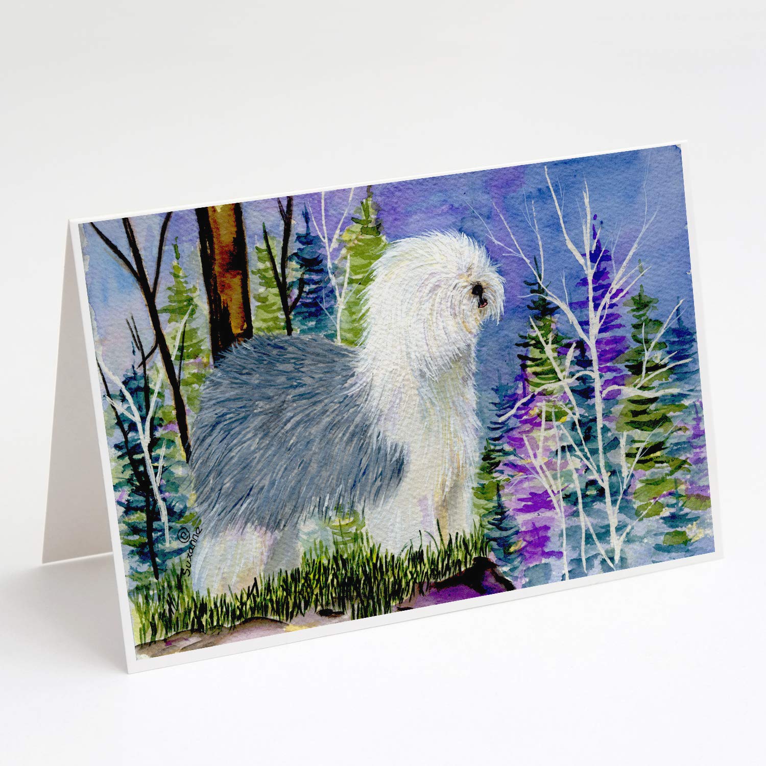 Old English Sheepdog Greeting Cards - Pack of 8 Blank A7 Note Cards (5x7 inches) with Envelopes | Whimsical Dog Lover Stationery for Birthdays, Thank You Notes & Special Occasions