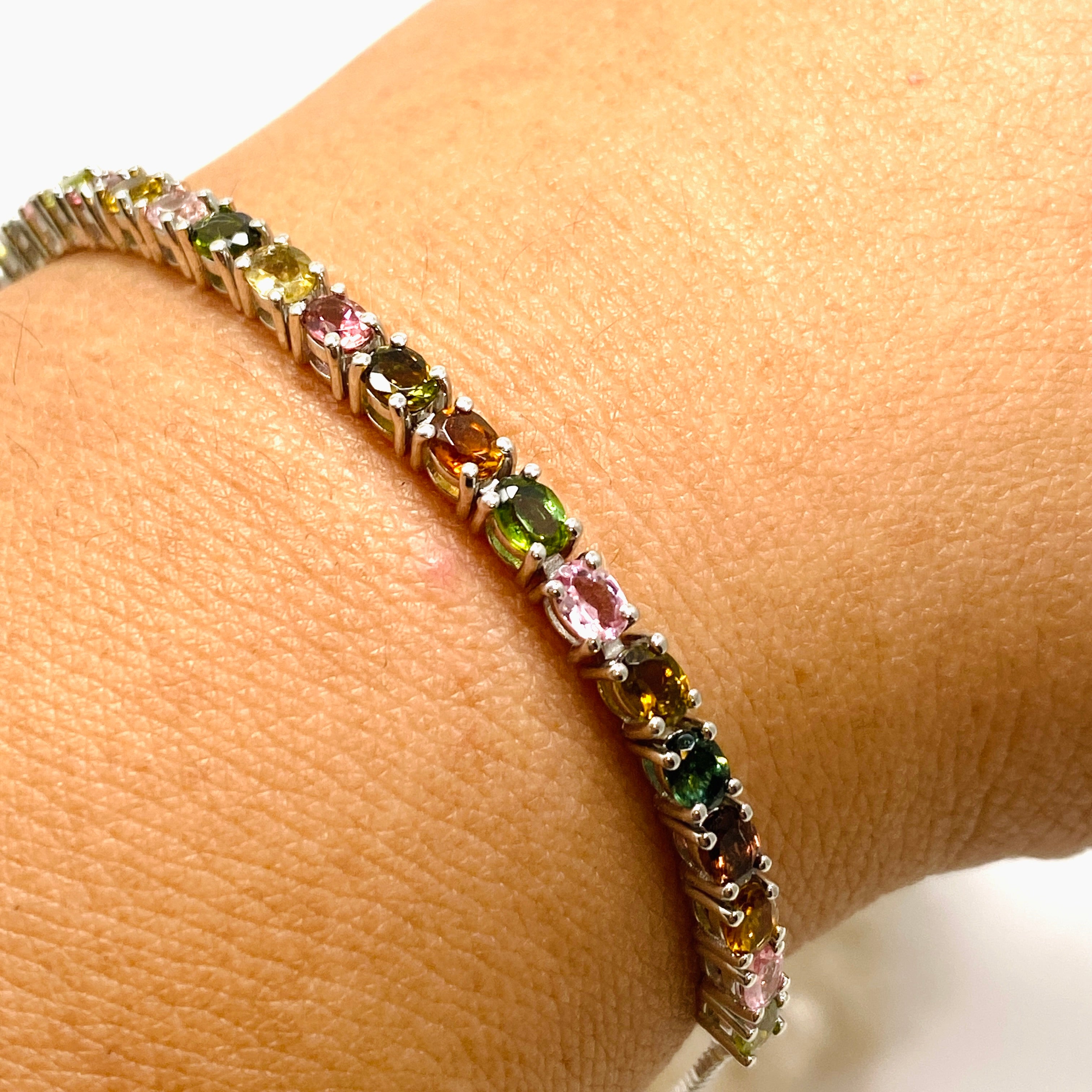 Vibrant Multi-Colored Tourmaline Lariat Bracelet for Women - Elegant Beaded Crystal Jewelry for Parties, Weddings & Special Occasions