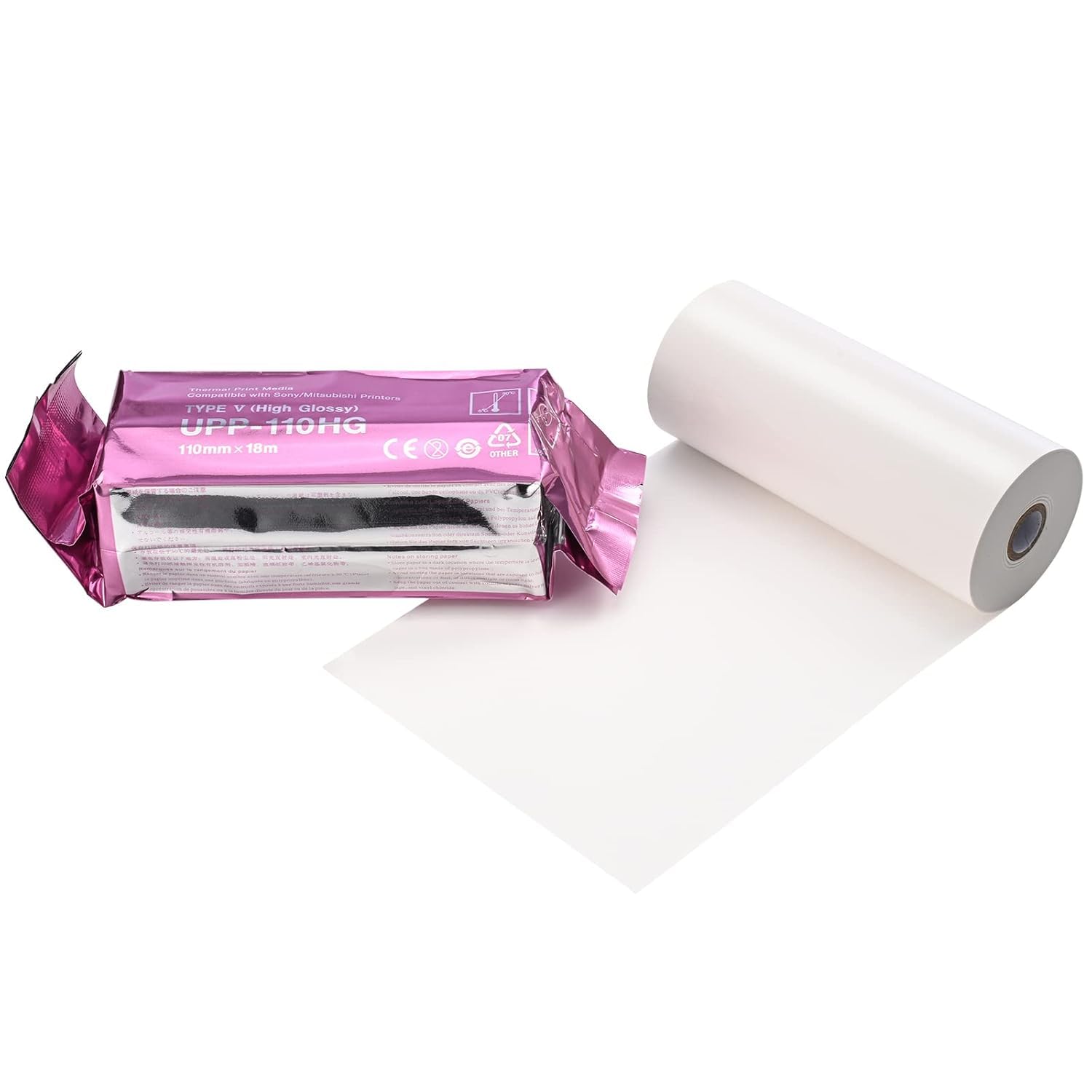 Upp-110hg Compatible High Gloss Ultrasound Thermal Paper - 10 Rolls Printer Film for Medical Imaging & Diagnostic Use