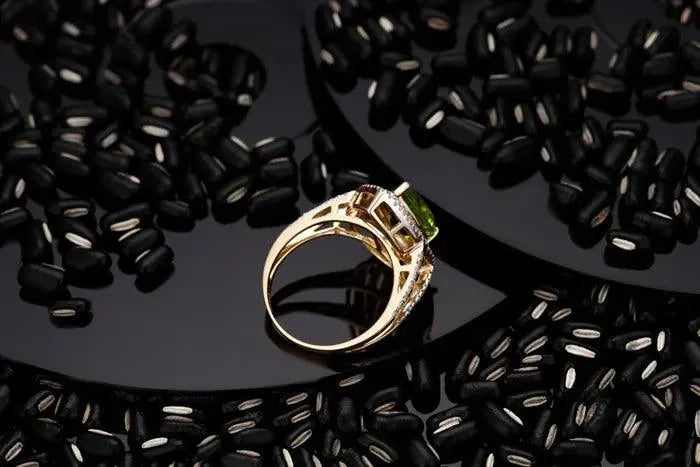 14k Yellow Gold Peridot Ring for Women - Wholesale New Arrival Fashion Jewelry - Free Shipping - Perfect for Weddings, Anniversaries & Gifts