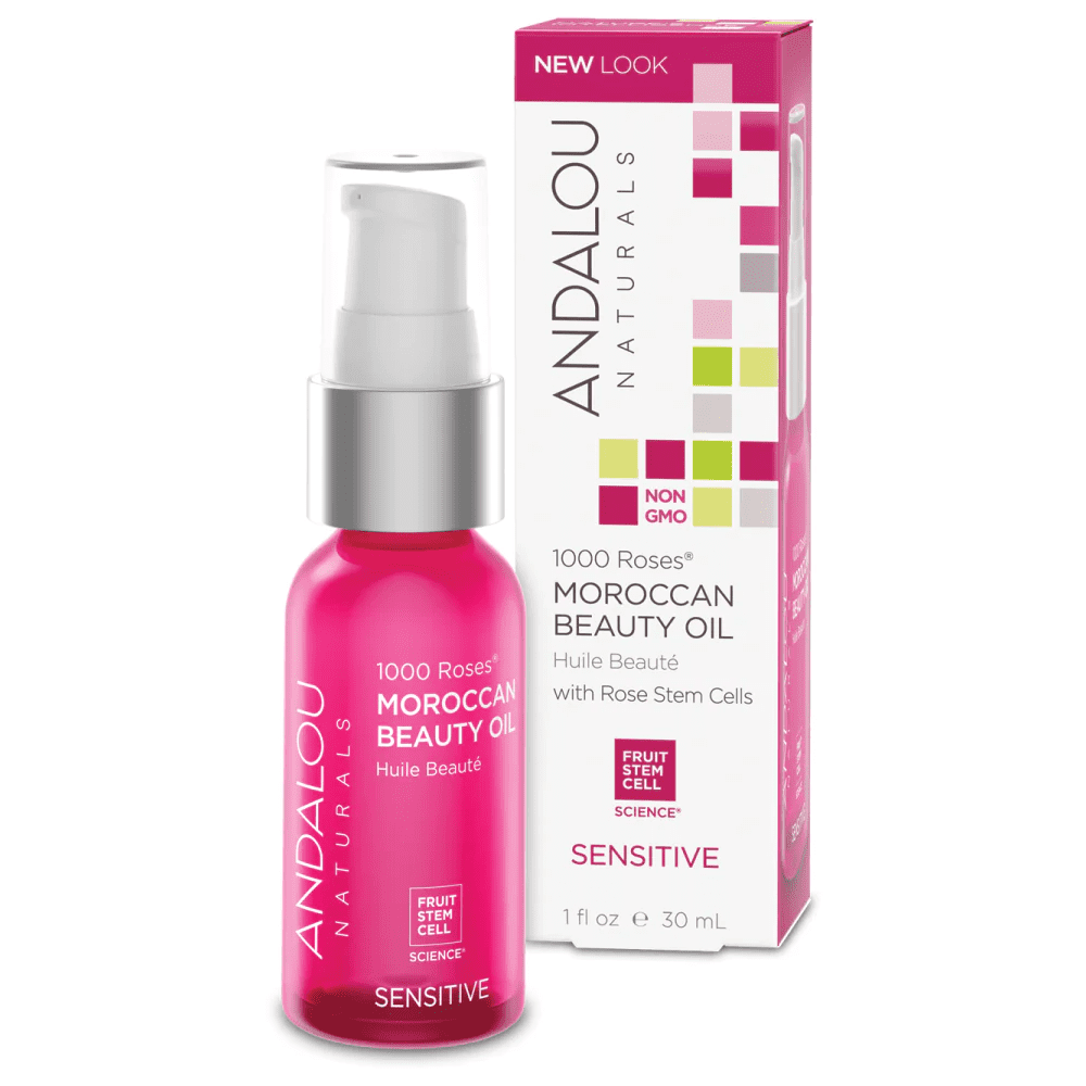 Andalou Naturals 1000 Roses Moroccan Beauty Oil 30ml - Hydrating & Anti-Aging Face Serum for Glowing Skin - Perfect for Daily Skincare Routine & Nighttime Moisturizing
