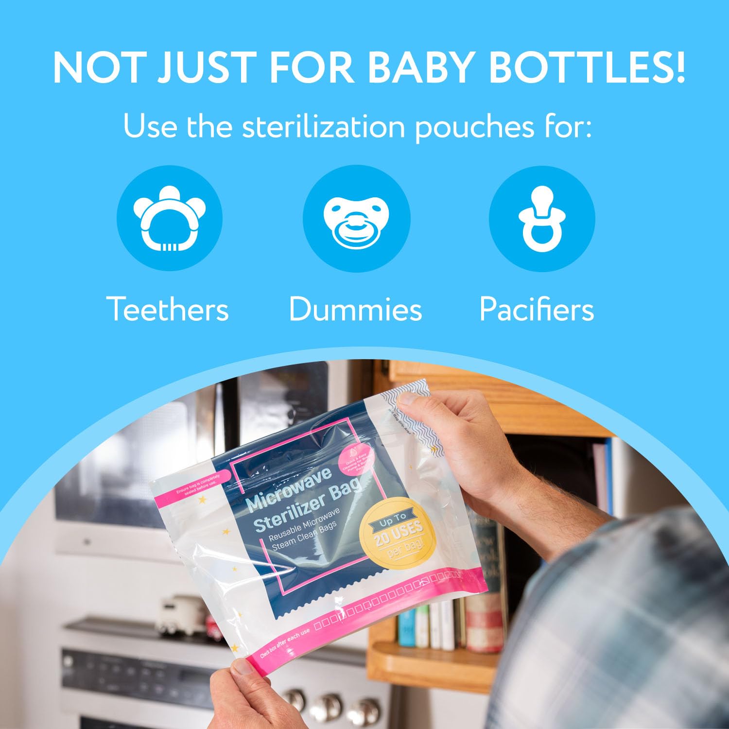 15 Pack Microwave Baby Bottle Sterilizer Bags - 300 Uses for Travel & Home - BPA-Free Breastfeeding Accessories for Quick Bottle Cleaning & Sanitizing - Perfect for Daycare, Traveling & On-the-Go Parents