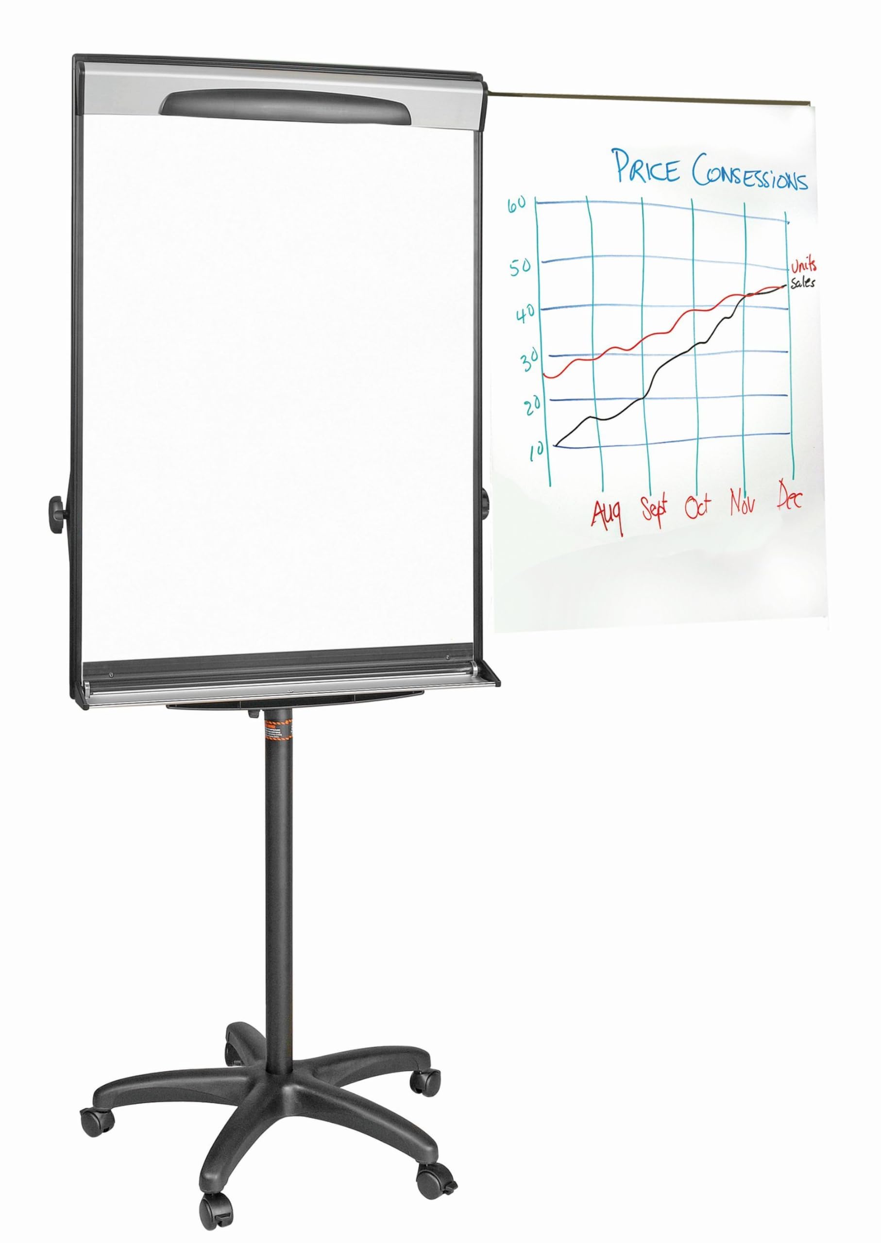 MasterVision Magnetic Dry-Erase Easel with Tripod Extension Bar - Adjustable Height 69