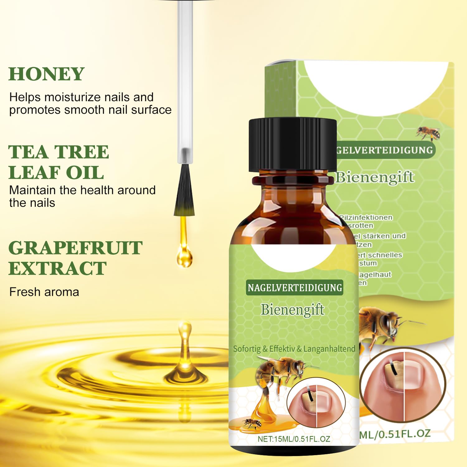 2Pcs Bee Venom Nail Treatment Serum for Growth & Repair - Strengthen & Protect Damaged Nails | Perfect for Brittle Nails & Fungal Treatment | At-Home Nail Care Solution