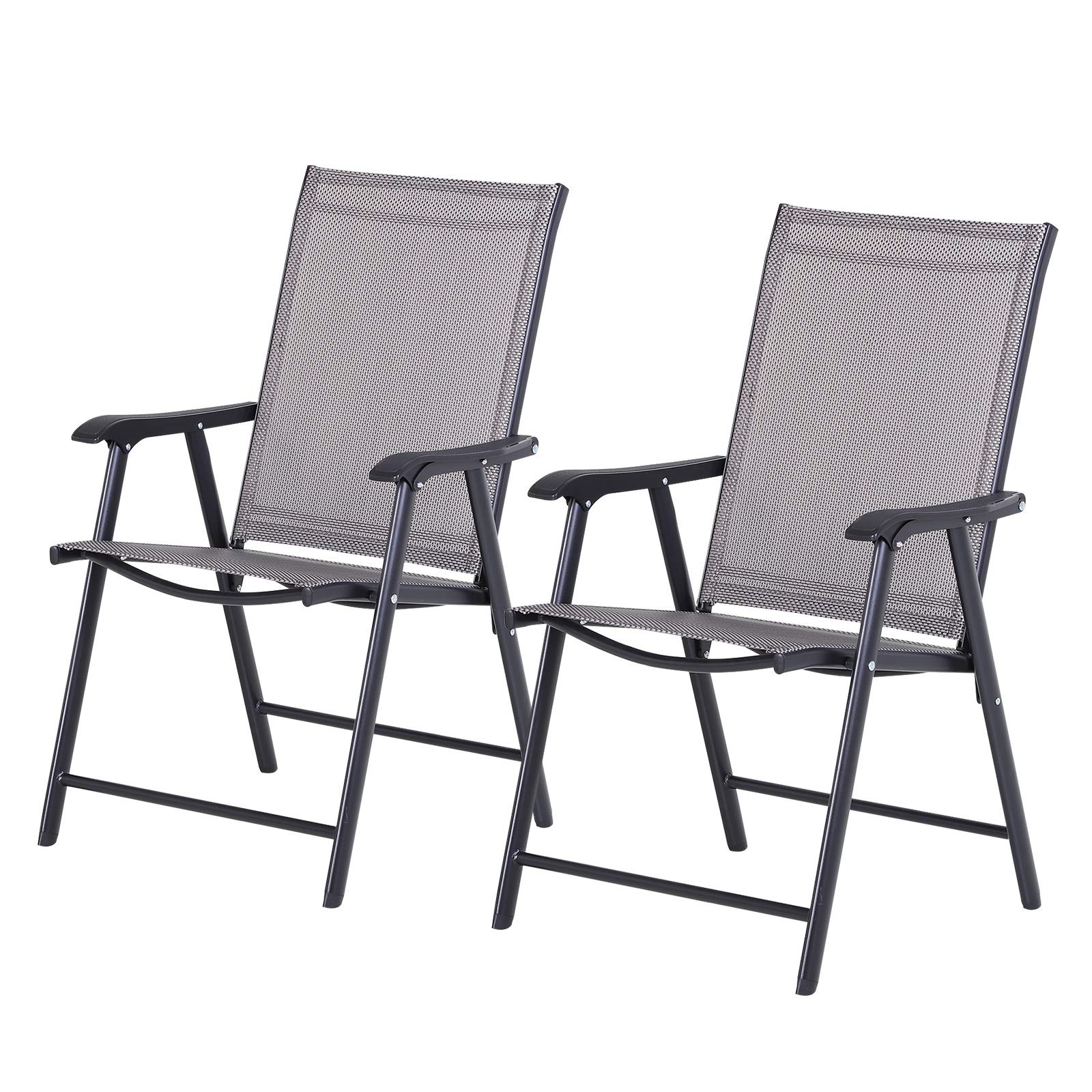 Outsunny 2-Pack Folding Outdoor Patio Chairs - Stackable, Portable & Lightweight for Deck, Garden, Camping, Travel - Perfect for Backyard BBQs, Beach Trips & Picnics