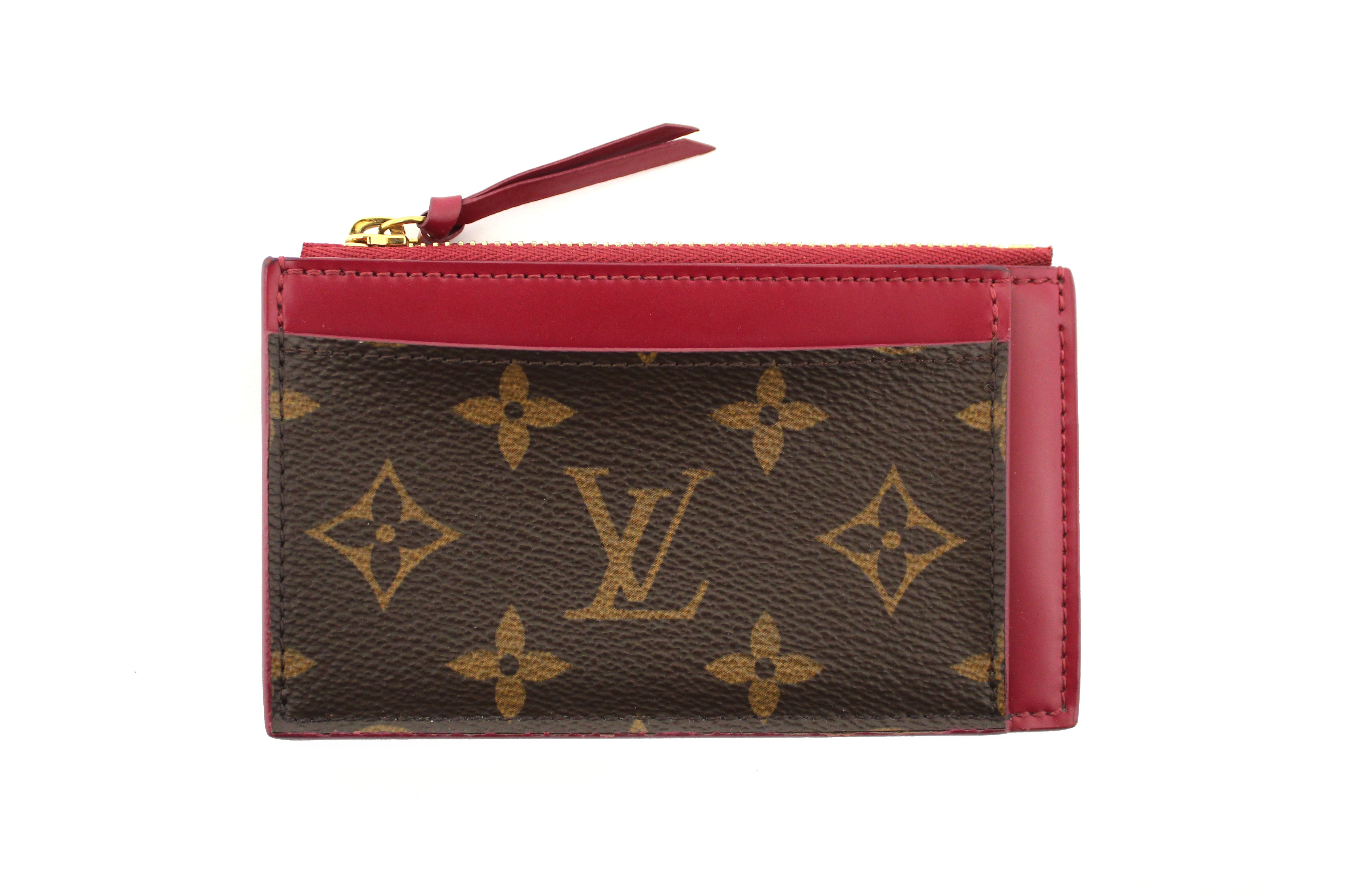 Authentic Louis Vuitton Monogram Fuchsia Zip Card Holder Wallet - Luxury Compact RFID Blocking Credit Card Case for Women & Men, Perfect for Travel, Business & Everyday Use