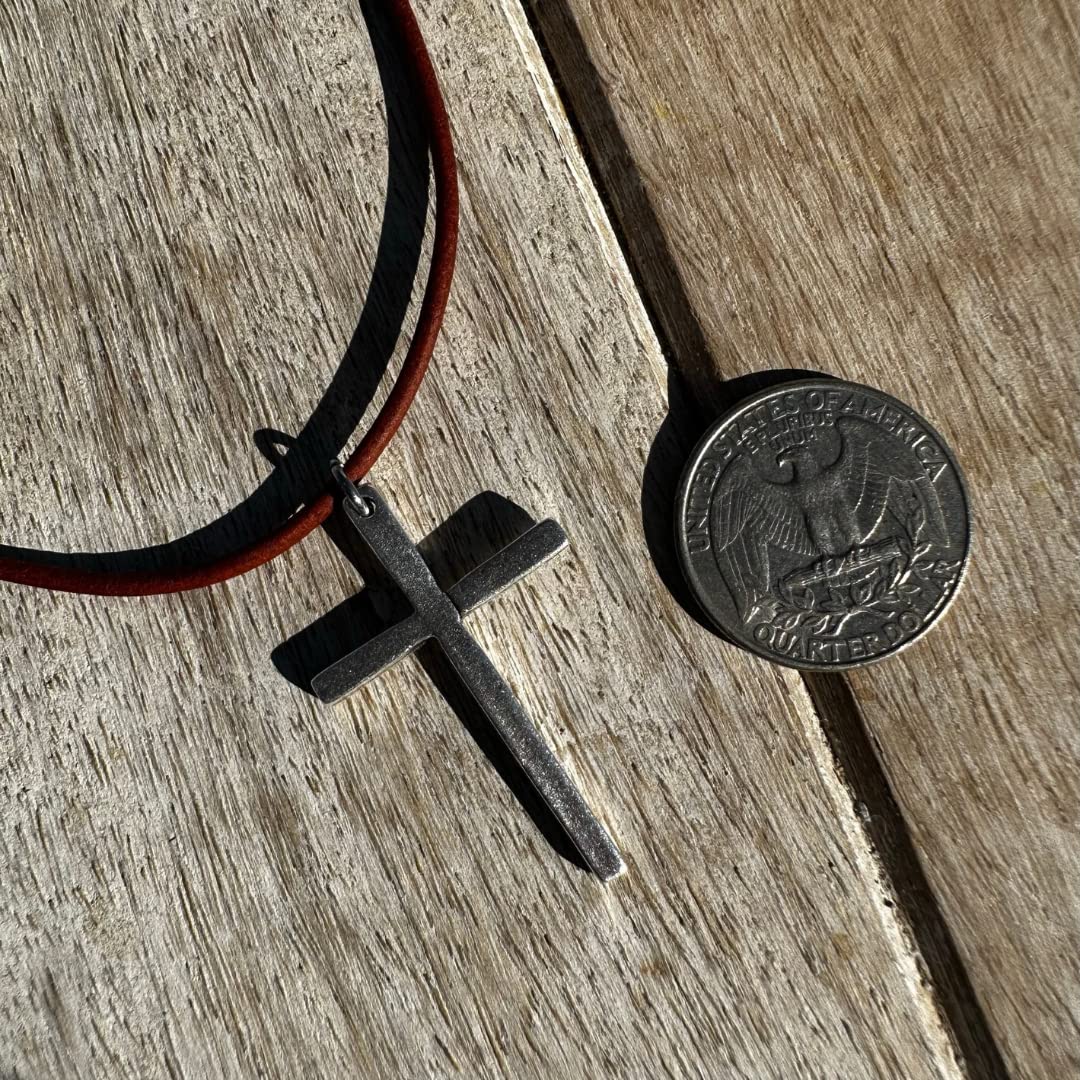Silver Thin Simple Cross Necklace for Men & Women - Catholic Religious Jewelry, Faith-Based Gift for Baptism, Father's Day & Christian Ceremonies | Elegant Spiritual Accessory for Daily Wear & Special Occasions