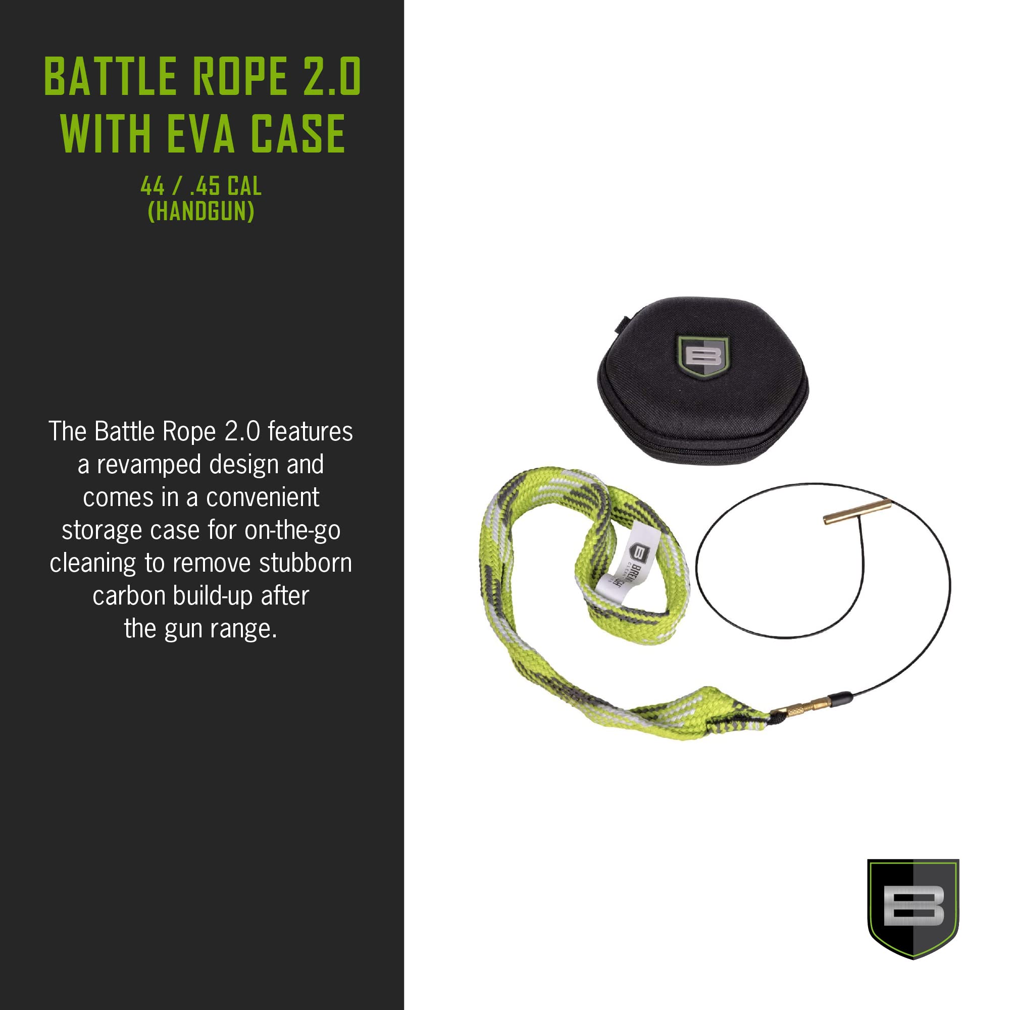 Breakthrough Clean Battle Rope 2.0 Gun Cleaning Kit - Universal Fit for Rifle, Shotgun, Pistol - Includes EVA Storage Case & Brass Handle - Perfect for Firearm Maintenance at Home, Range, or Hunting