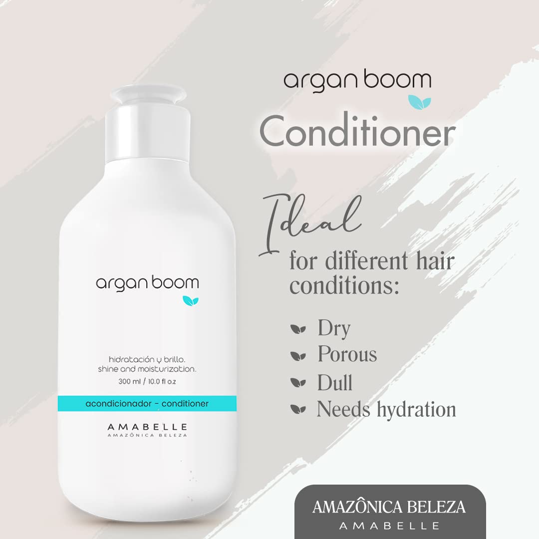 Argan Boom Shampoo & Conditioner Set with 100% Pure Argan Oil - Moisturizing & Nourishing Treatment for Dry Hair Repair & Hydration - 10oz - Perfect for Damaged Hair Care & Daily Hydration Routine