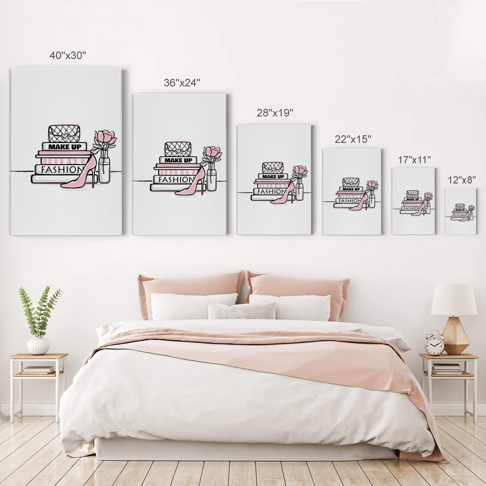 Glam Fashion Canvas Wall Art Set - 2 Piece Pink, Black & White Motivational Quote Prints for Office, Dorm, Bedroom & Living Room Decor (12x8 Inches, Ready to Hang) - Perfect for Women's Spaces & Inspirational Home Design