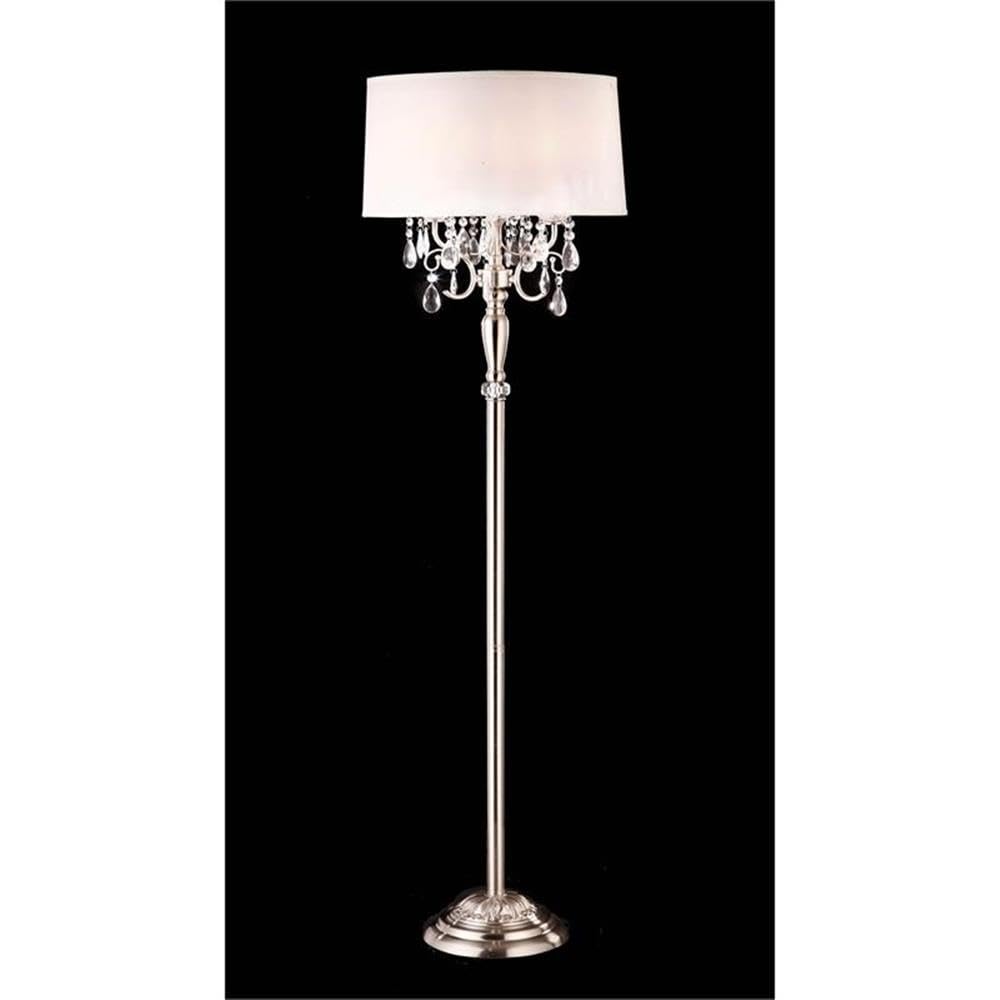 Furniture of America Engis Glam Metal Floor Lamp - White & Chrome Finish - Modern Living Room Lighting for Bedroom, Office & Reading Nook