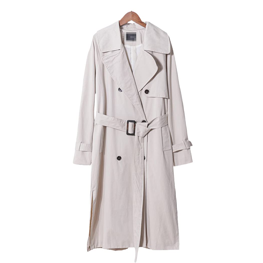 Women's Long Cotton Trench Coat - Oversized Double-Breasted Belted Windbreaker Jacket for Fall & Winter | Casual Office Wear, Outdoor Travel, Date Night Outfits