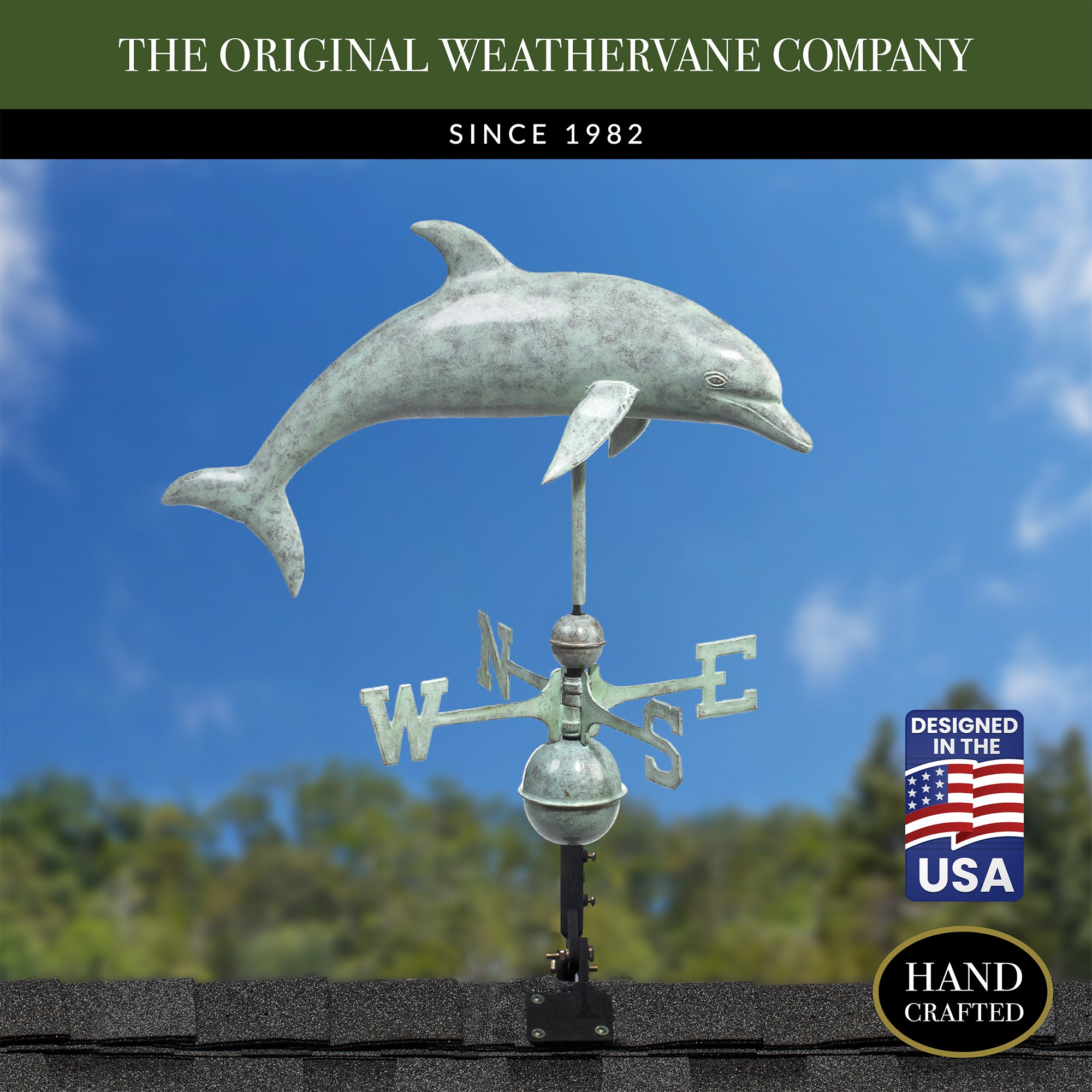 Handcrafted Dolphin Weathervane for Outdoor Decor - Coastal & Nautical Themed Garden, Roof, or Yard Ornament | Perfect for Beach Houses, Coastal Homes & Marine Enthusiasts