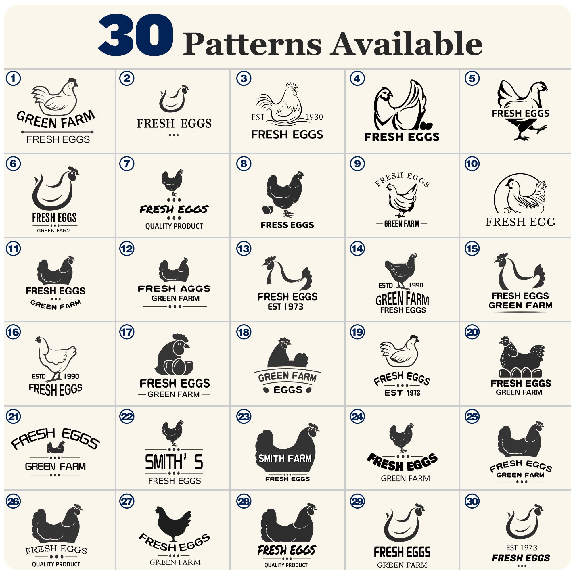 Custom Personalized Egg Stamp for Fresh Eggs - Farm Chicken Coop Branding with Name/Logo - 1