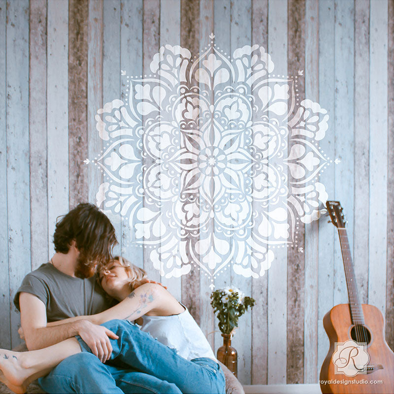 Ananda Mandala Stencil - Reusable DIY Painting Template for Wall Art, Fabric, Wood & Canvas - Perfect for Home Decor, Yoga Studios, Meditation Spaces & Spiritual Crafts