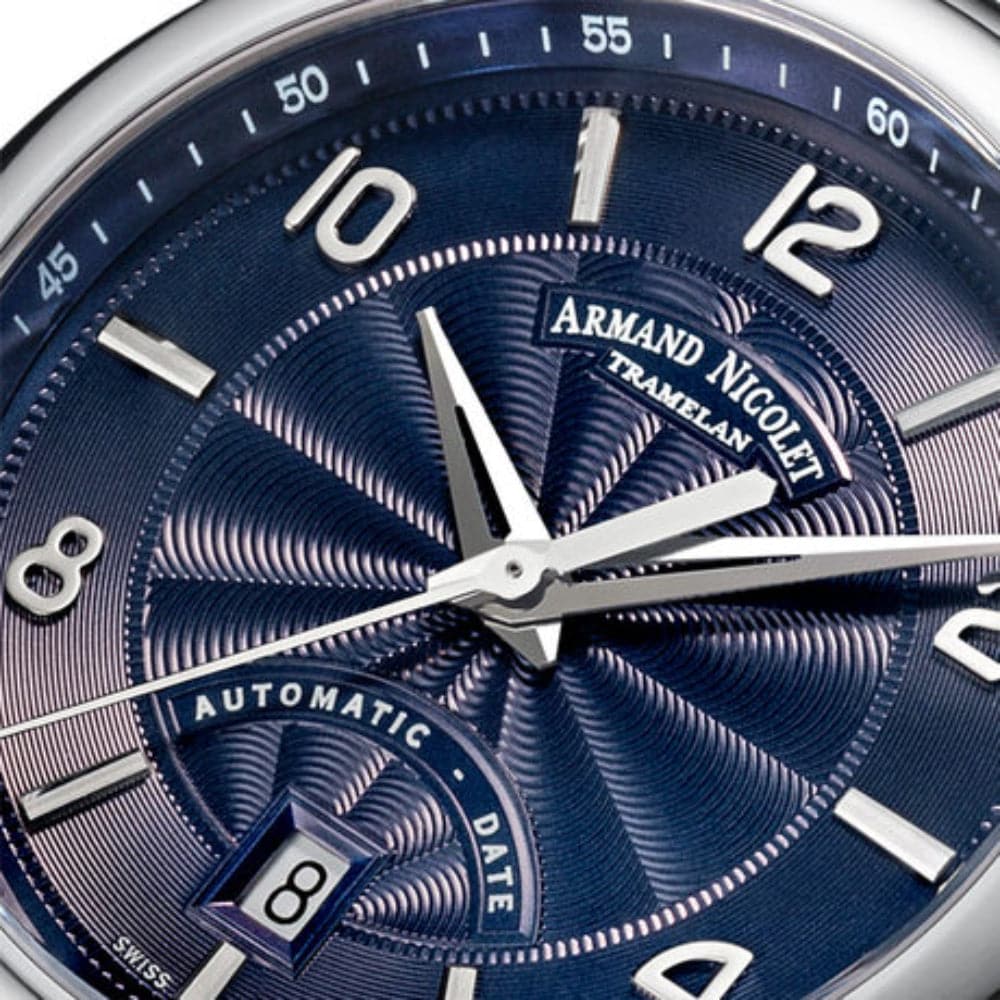 ARMAND NICOLET A840AAA BU M9742 Men's Luxury Automatic Watch with Sapphire Crystal & Blue Leather Strap - Perfect for Business, Formal Events & Watch Collectors