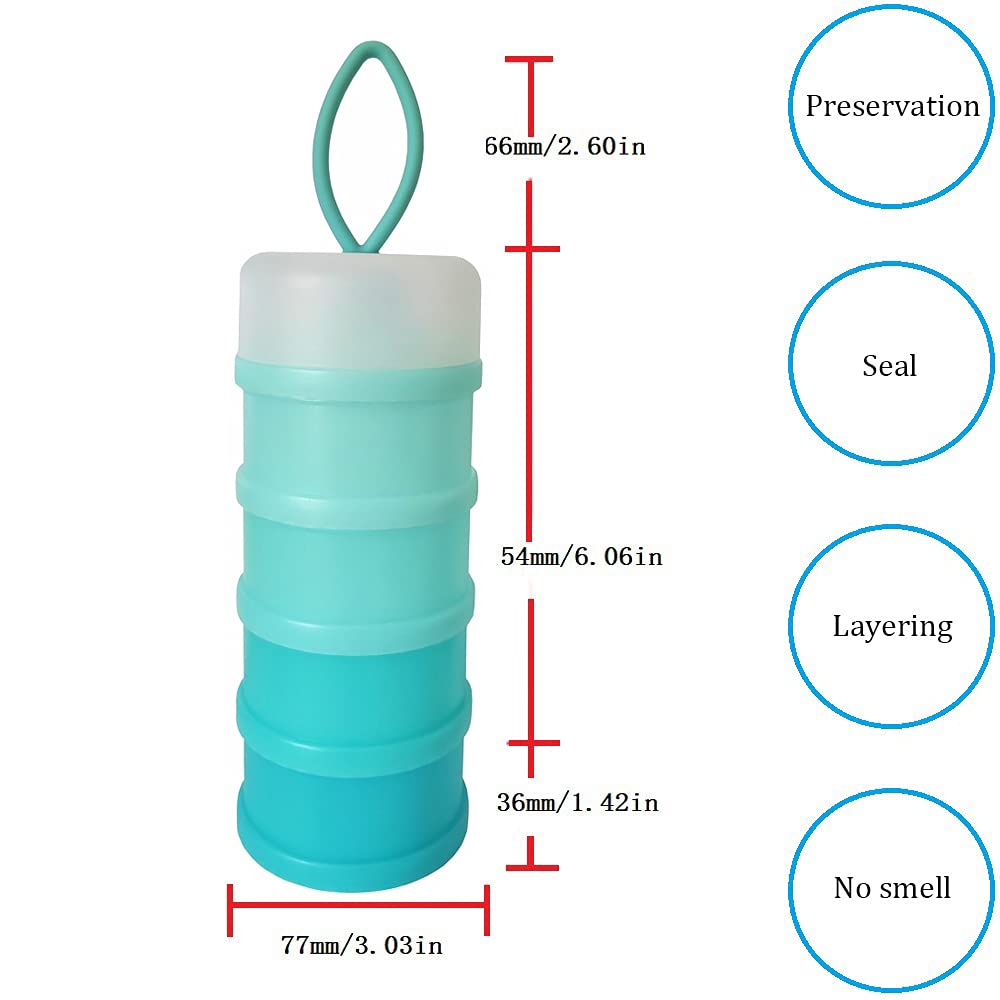 Baby Formula Dispenser - 4 Layer Portable & Stackable Powder Container for Travel | BPA-Free Milk Powder Organizer | Perfect for Infant Feeding, Protein Shakes, Nuts & Snacks | Ideal for Diaper Bags, Gym & On-the-Go Use