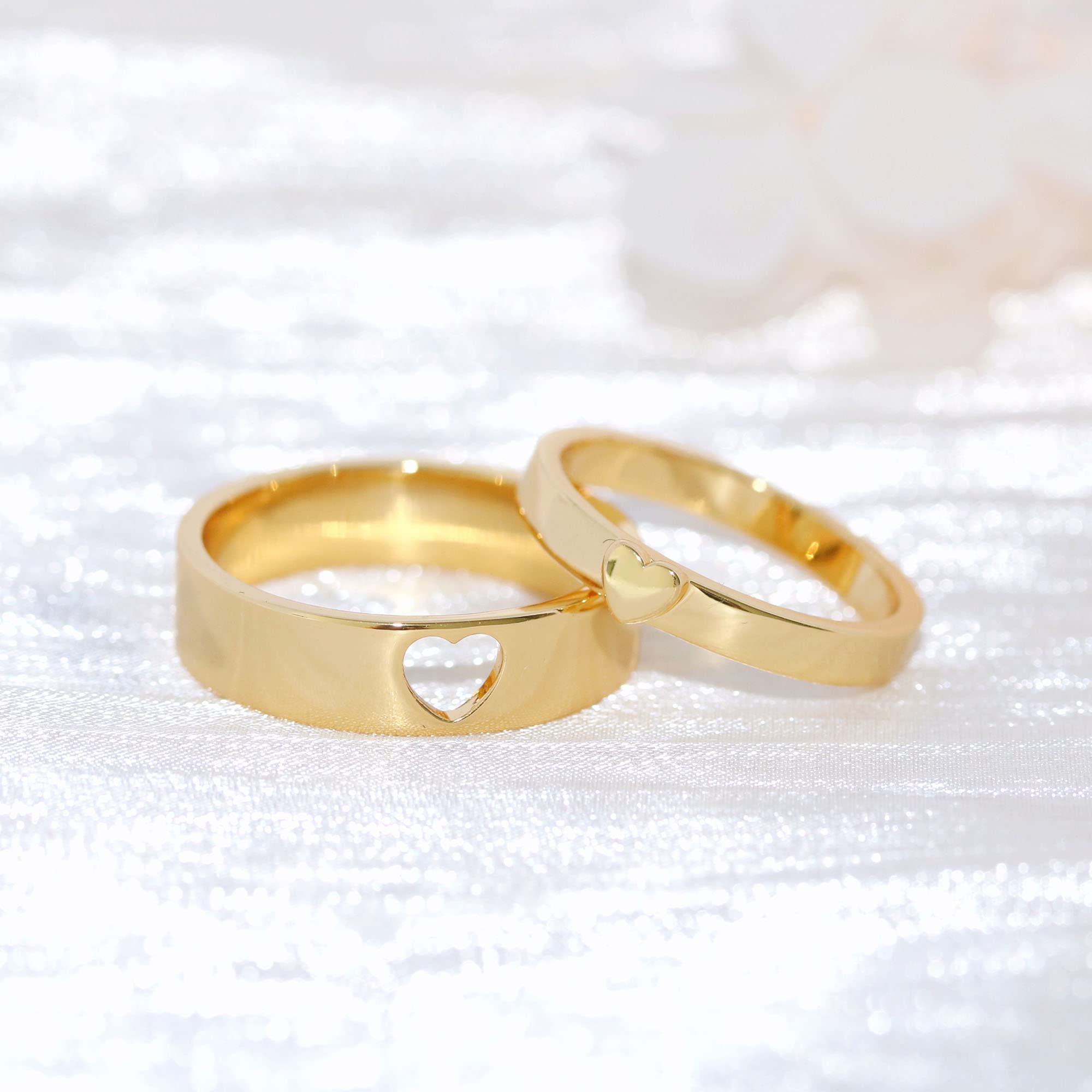 Personalized 925 Sterling Silver Couple Rings - Custom Heart Promise & Matching Wedding Bands for Him & Her | Romantic Engagement, Anniversary Gift for Couples | Perfect for Proposals, Vows & Special Occasions