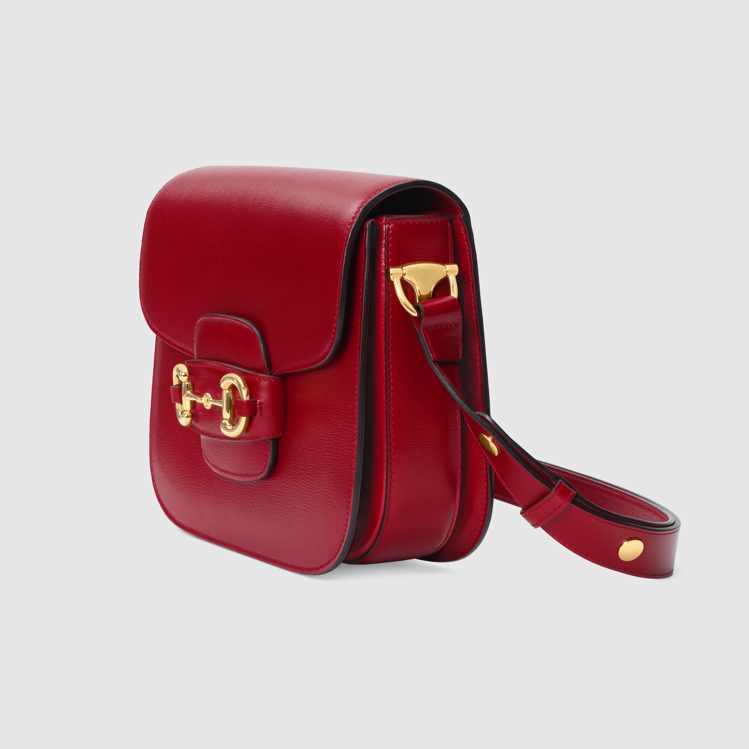 Gucci 1955 Horsebit Shoulder Bag for Women - Genuine Leather Crossbody Handbag in Classic Red | Perfect for Work, Travel & Evening Events