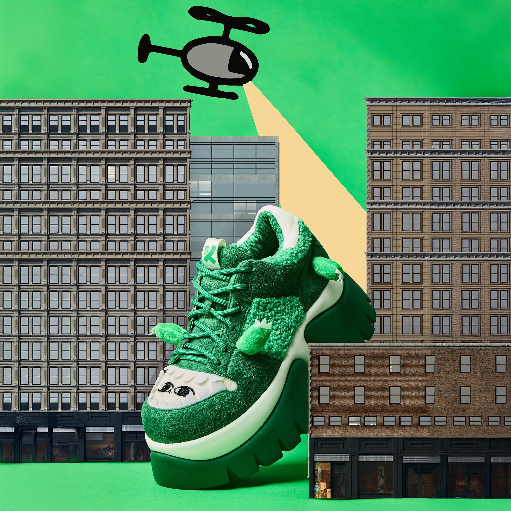 Beanzilla Platform Sneakers for Women - Trendy Green Chunky Trainers for Casual Wear & Street Style Fashion