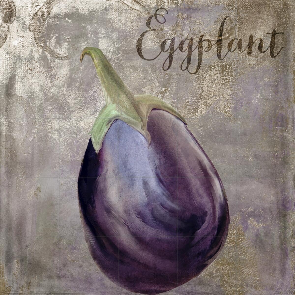 Ceramic Backsplash Tile Mural - Eggplant & Vegetable Design for Kitchen & Bathroom - Color Bakery Collection - Perfect for Farmhouse, Modern & Vintage Decor