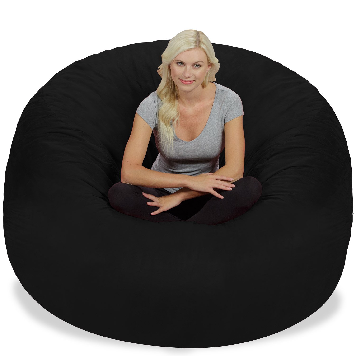 Chill Sack 6' Giant Memory Foam Bean Bag Chair - Ultra Soft Microfiber Cover (Black) | Perfect for Living Rooms, Game Rooms & Dorm Relaxation