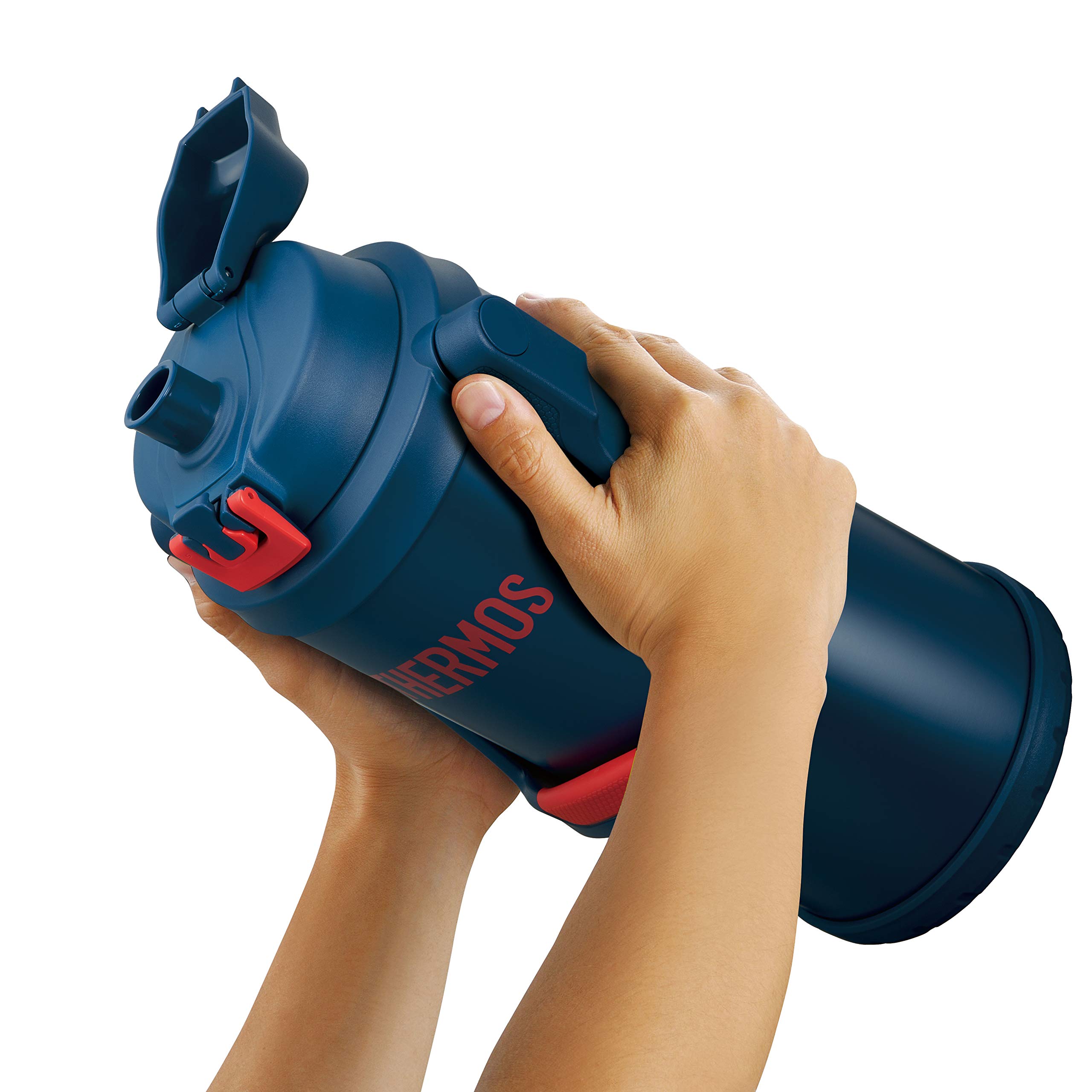 Thermos FFV-3001 NV-R Vacuum Insulated Stainless Steel Water Bottle - 0.8 Gallon (3.0L) Leakproof Sports Jug for Gym, Hiking & Outdoor Activities - Navy Red Color