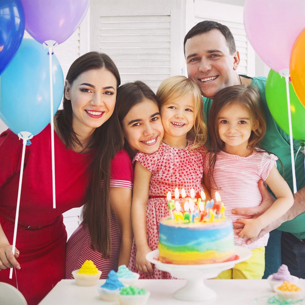 50 Pieces Plastic White Balloon Sticks with Cups - Party Balloon Holders for Valentine's Day, Wedding, Anniversary Decorations - Perfect for Birthday Parties, Baby Showers & Special Events