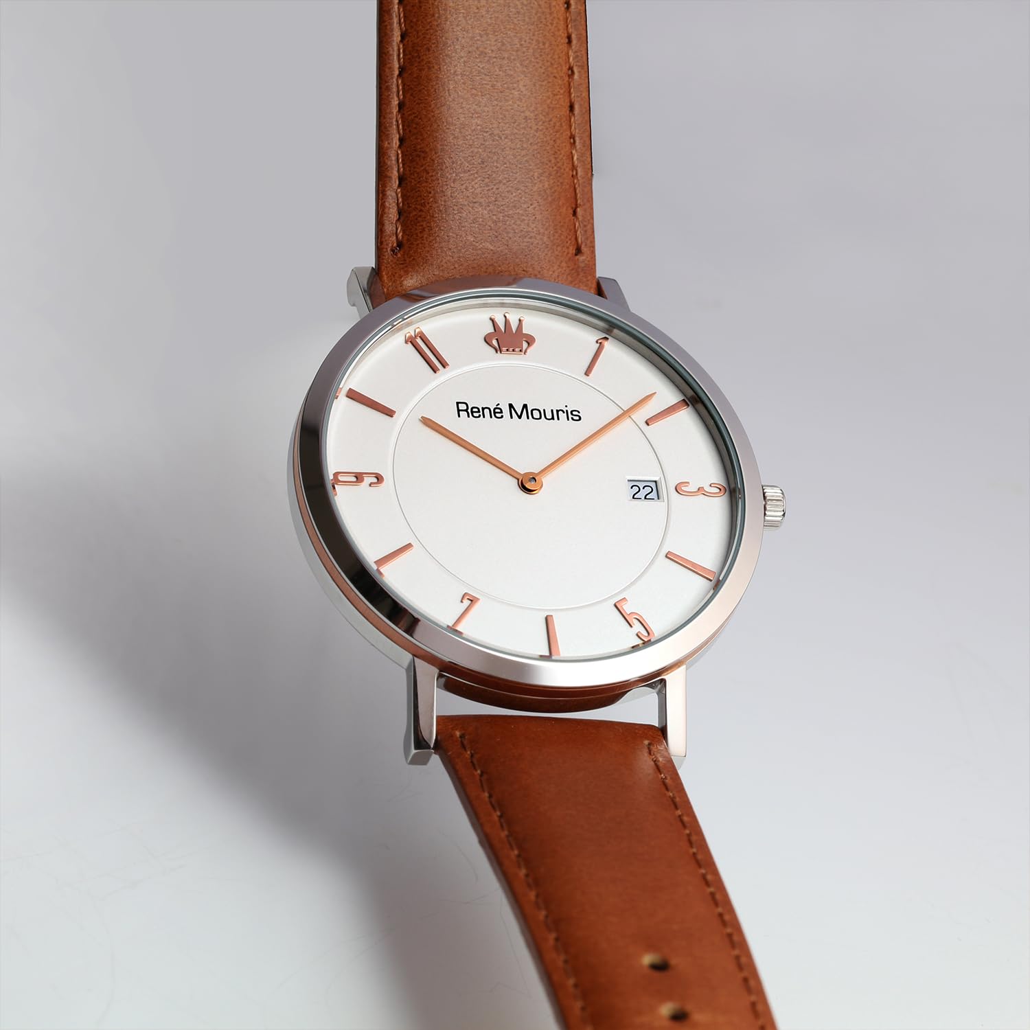 René Mouris L'Emporter Men's Luxury Quartz Watch - 41mm 316L Stainless Steel Case, Sapphire Coated Crystal, 50M Waterproof & Italian Leather Strap - Classic Dress Watch for Business, Formal Events & Everyday Wear