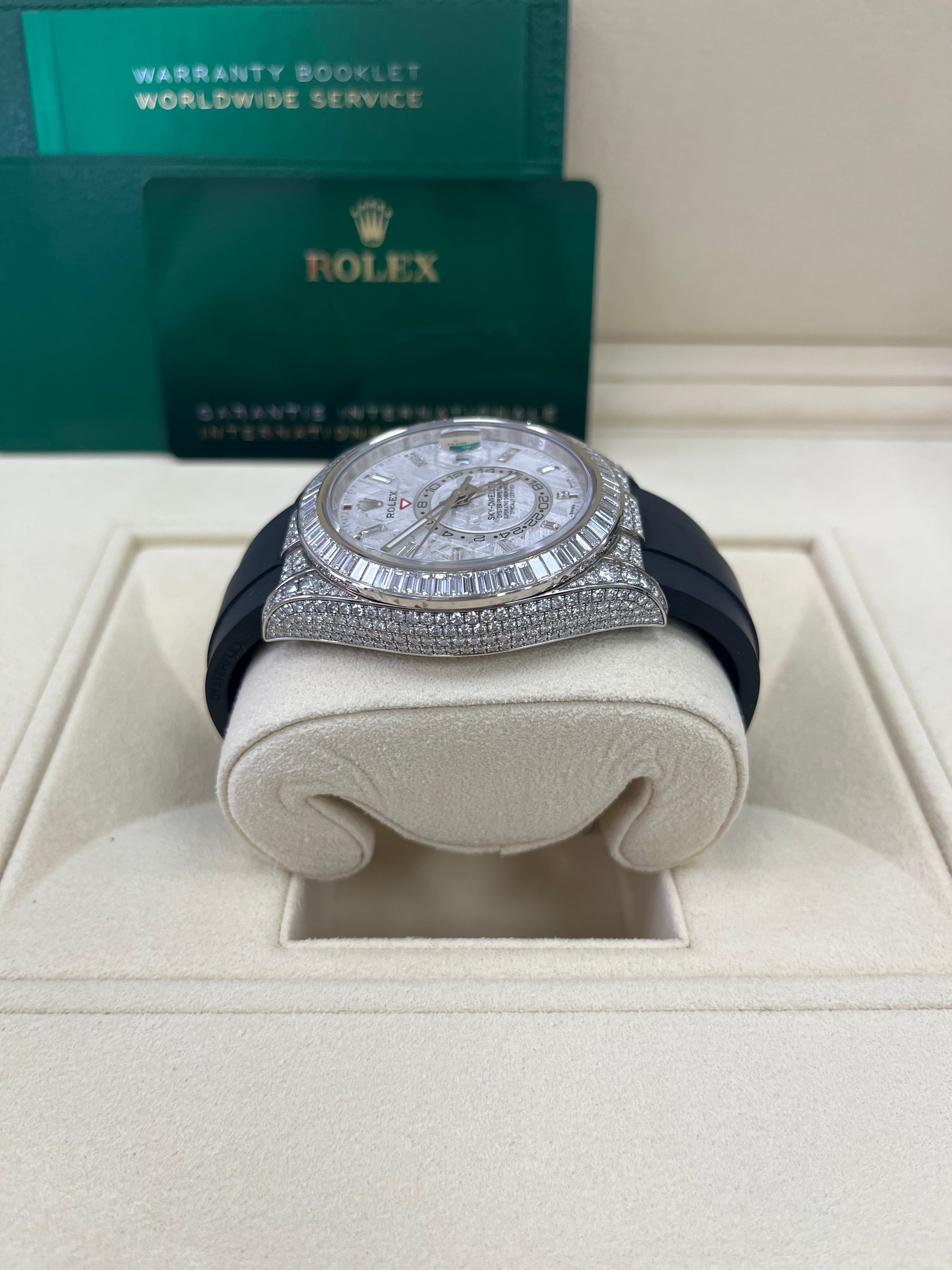 Authentic Rolex Sky-Dweller 326259 Watch with Meteorite Dial & Baguette Diamonds - Luxury Men's Timepiece for Business, Travel & Special Occasions