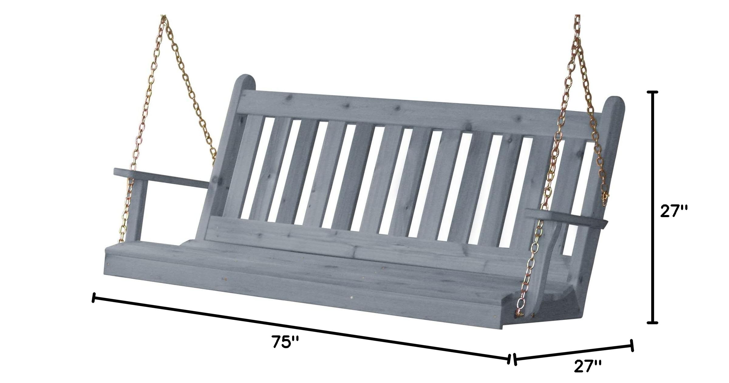 6ft Traditional English Cedar Wood Swing with Gray Stain - Outdoor Garden, Patio & Backyard Relaxation Furniture | Furniture Barn USA
