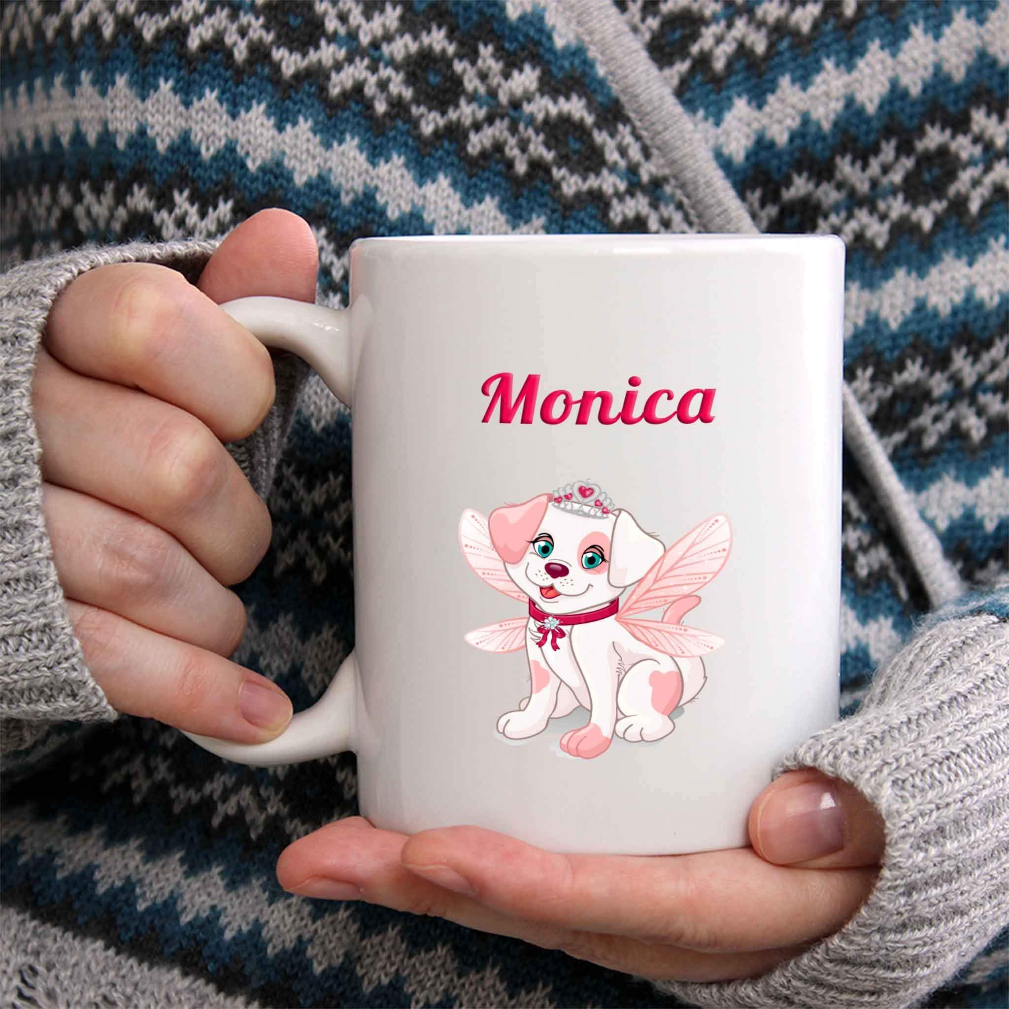 Personalized Ceramic Coffee Mug with Name - Custom Princess Dog Cup for Women & Girls, 11oz Unique Birthday Christmas Holiday Gift for Adults Kids - Perfect for Home Office Use & Gift Giving