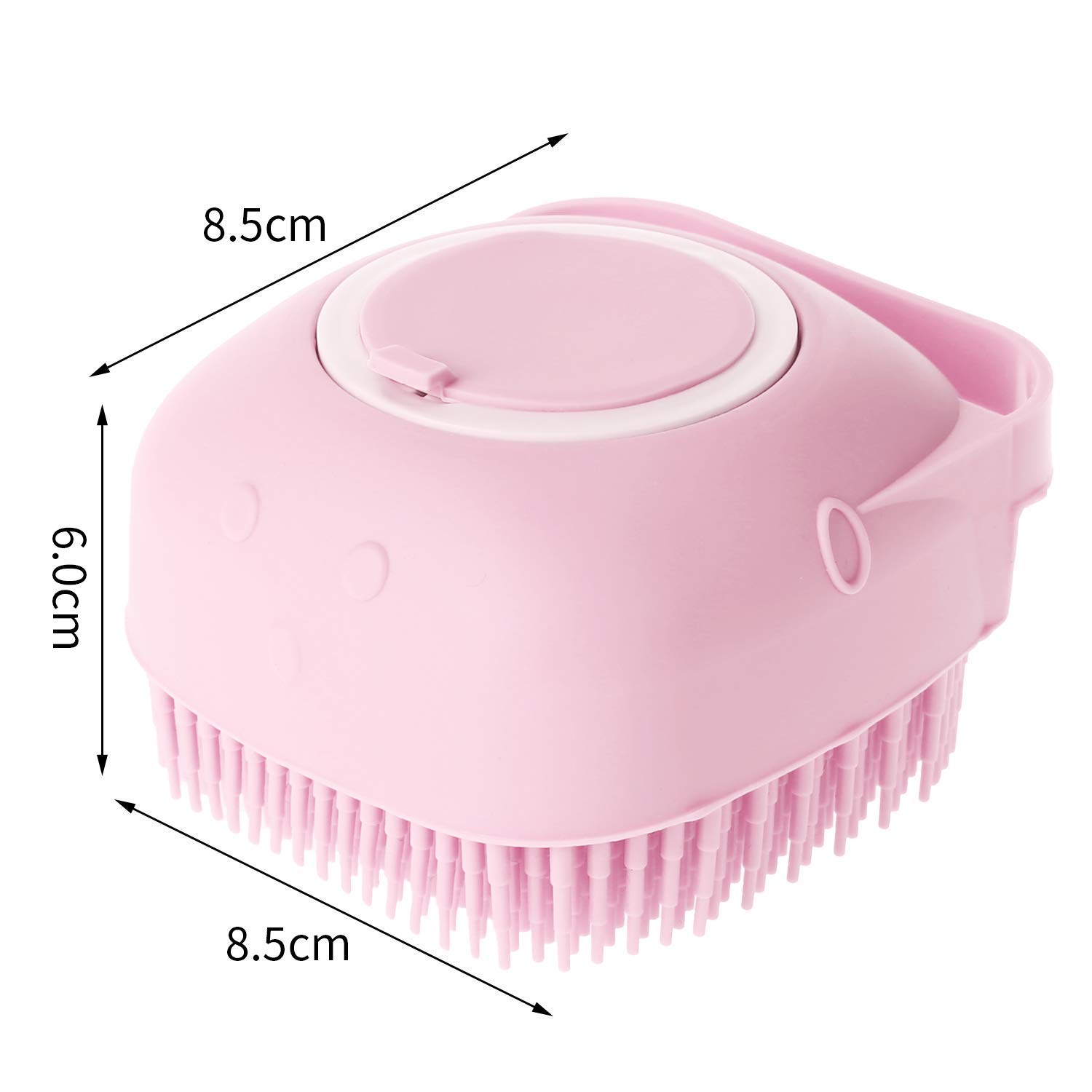 Silicone Body Brush for Shower with Soap Dispenser - Exfoliating Massage Bath Brush for Dry Skin - Spa Quality Scrubber with Long Handle for Men & Women - Perfect for Exfoliation & Relaxation in Bath or Shower (Pink)