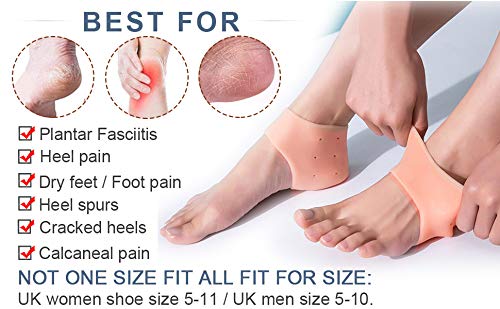 FEXMY Silicone Heel Protectors for Cracked Heels & Pain Relief - Plantar Fasciitis, Heel Spurs Support - Soft Gel Heel Pads for Women - Perfect for Work, Running & Daily Comfort