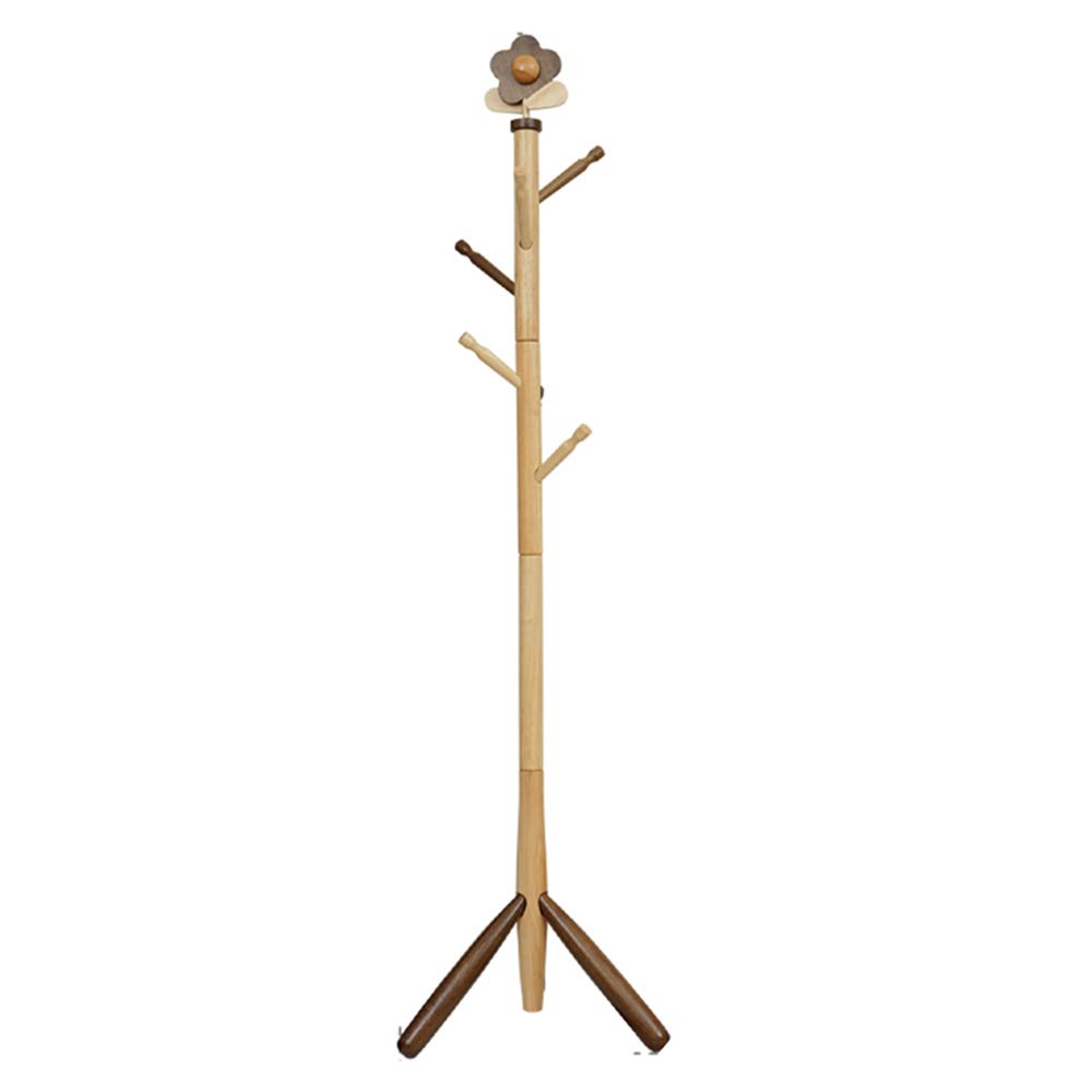 360° Rotating Wooden Coat Rack Stand - Free Standing Kids Clothes Hanger for Hats, Jackets & Garments | Perfect Gift for Children's Bedrooms & Playrooms (Brown)