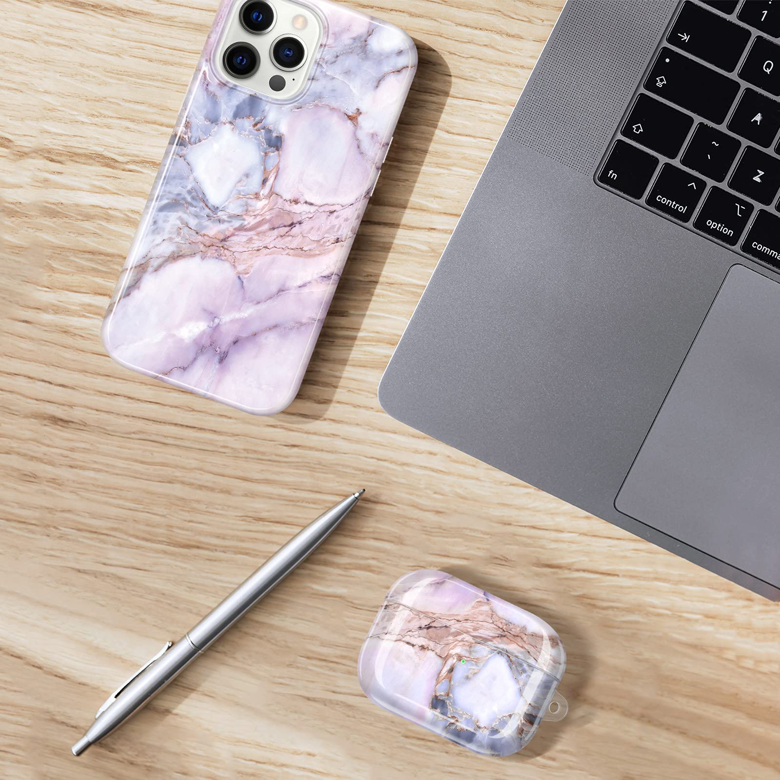 JAHOLAN iPhone 13 Pro Max Case (6.7 inch 2021) - Marble Design Clear TPU Bumper Shockproof Soft Silicone Cover - Purple & Pink | Perfect for Daily Protection, Outdoor Activities & Fashion Accessory