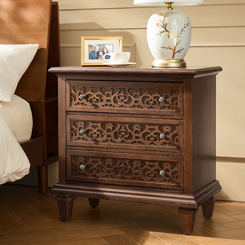 3-Drawer Nightstand with Built-In USB Outlets & Power Strip - Modern Bedside Table for Charging Devices - Perfect for Bedrooms, Guest Rooms & Small Spaces