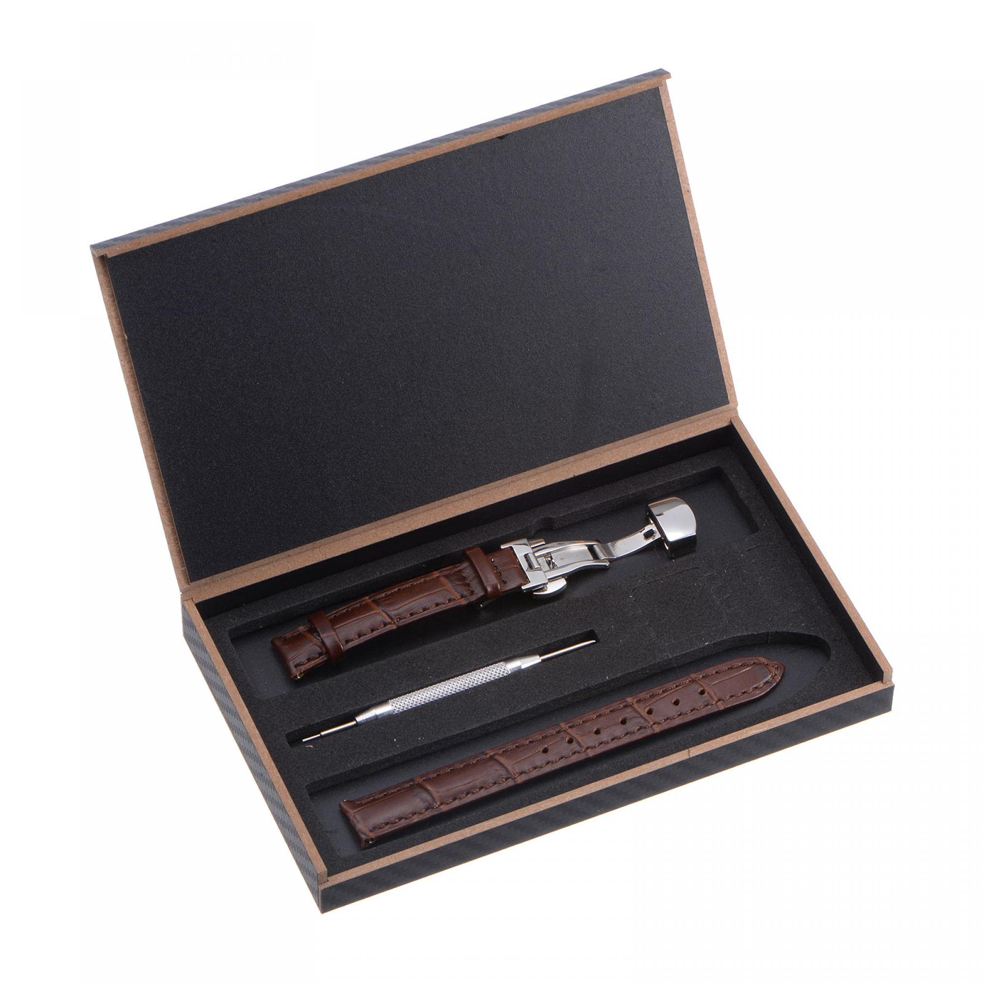 Premium Leather Watch Band with Quick Release Deployment Buckle - Multiple Sizes Cowhide Watch Strap for Men & Women - Perfect for Dress, Casual & Business Wear