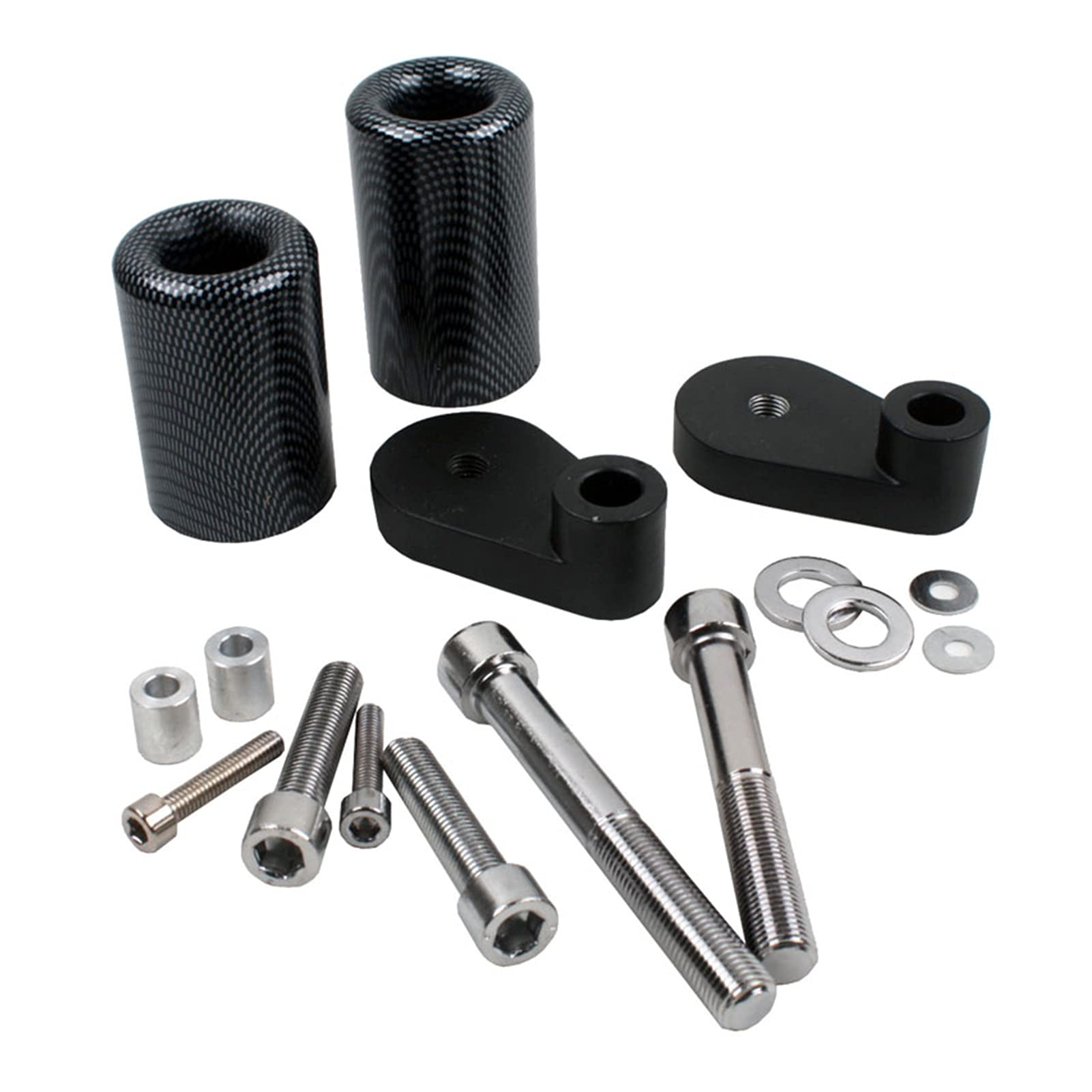Black Carbon Motorcycle Frame Sliders for Honda CBR1000RR 2006-2007 - No Cut Crash Protectors with Fairing Side Protection Kit | Durable Carbon Fiber Motorcycle Parts for Street & Track Racing Protection