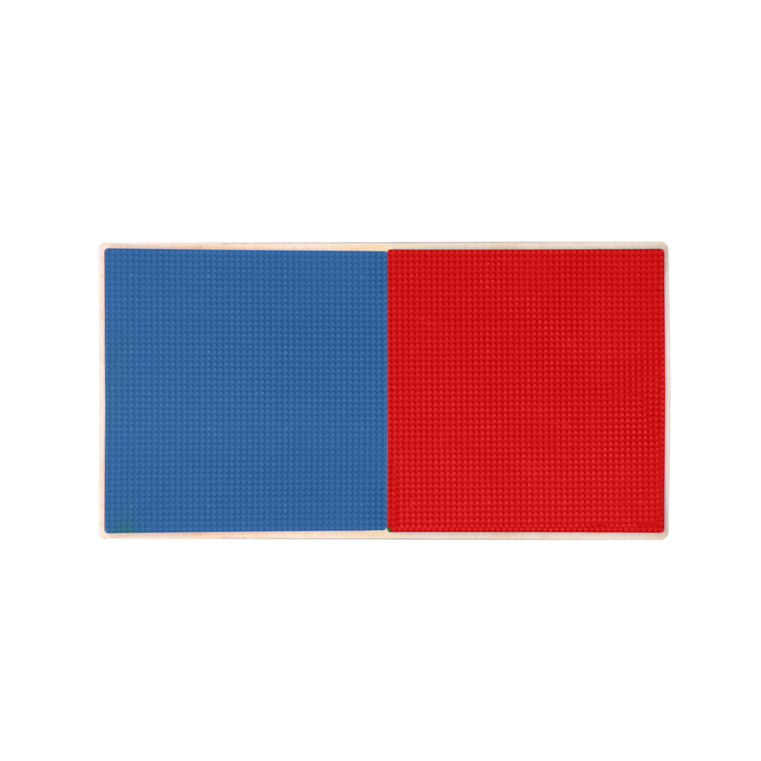Montessori Play Table for Kids - Adjustable Height (18”-29”), Lego Compatible Building Blocks Table with Built-in Storage & Wheels, Rectangular Birch Plywood Design in Red & Blue - Perfect for Preschool Learning, Daycare Centers & Home Playrooms