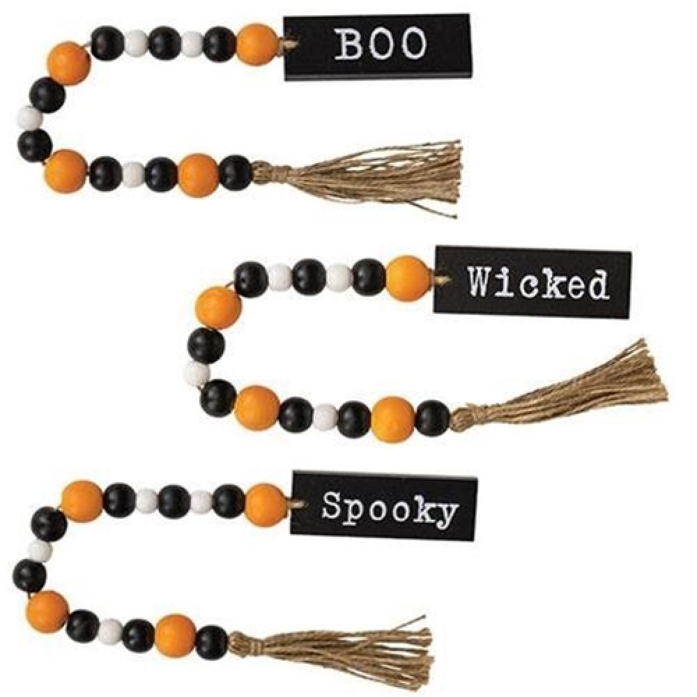 Halloween Beaded Garland with Tassel - 3 Pack Assorted Colors for Party Decor, Home Decoration & Spooky Halloween Party Supplies