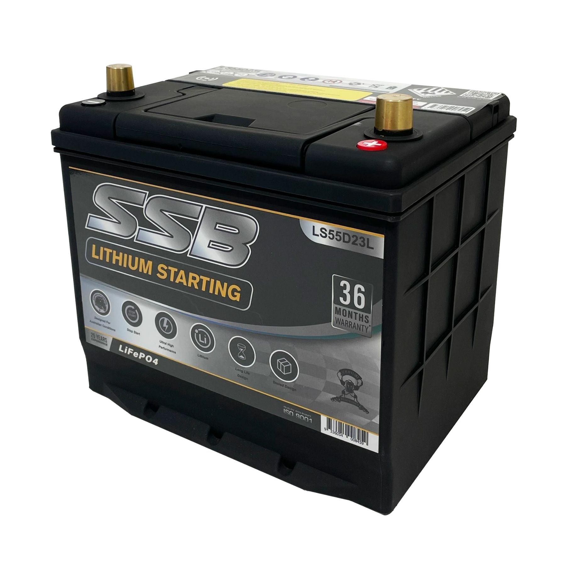 SSB LS55D23L 12V 60Ah 1400CCA Lithium Starting Battery - High Performance Car Battery for Trucks, SUVs, Boats & RVs - Cold Cranking Power for Reliable Engine Starts in Extreme Weather