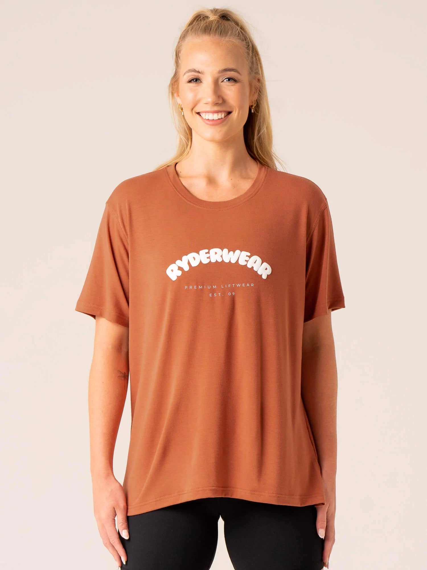 Off Side Longline T-Shirt for Men - Slim Fit Mocha Brown Casual Tee | Perfect for Streetwear, Layering & Everyday Outfits