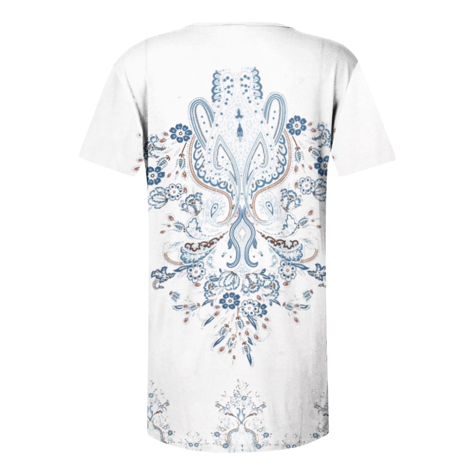 Women's Floral Boho Blouse - Elegant V-Neck Short Sleeve Button-Up Top for Summer | Casual & Dressy Going Out Tops | Perfect for Beach Vacations, Date Nights & Office Wear