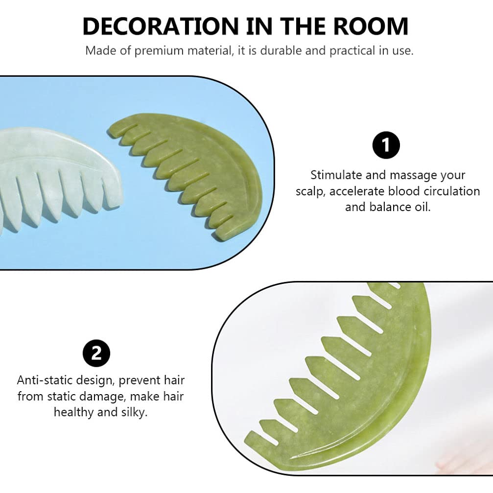 Minkissy Wide Tooth Jade Hair Comb for Curly & Thick Hair - Detangling Styling Brush for Home & Salon Use - Natural Green Jade Comb for Gentle Hair Care (Perfect for Daily Styling, Travel & Gift Giving)