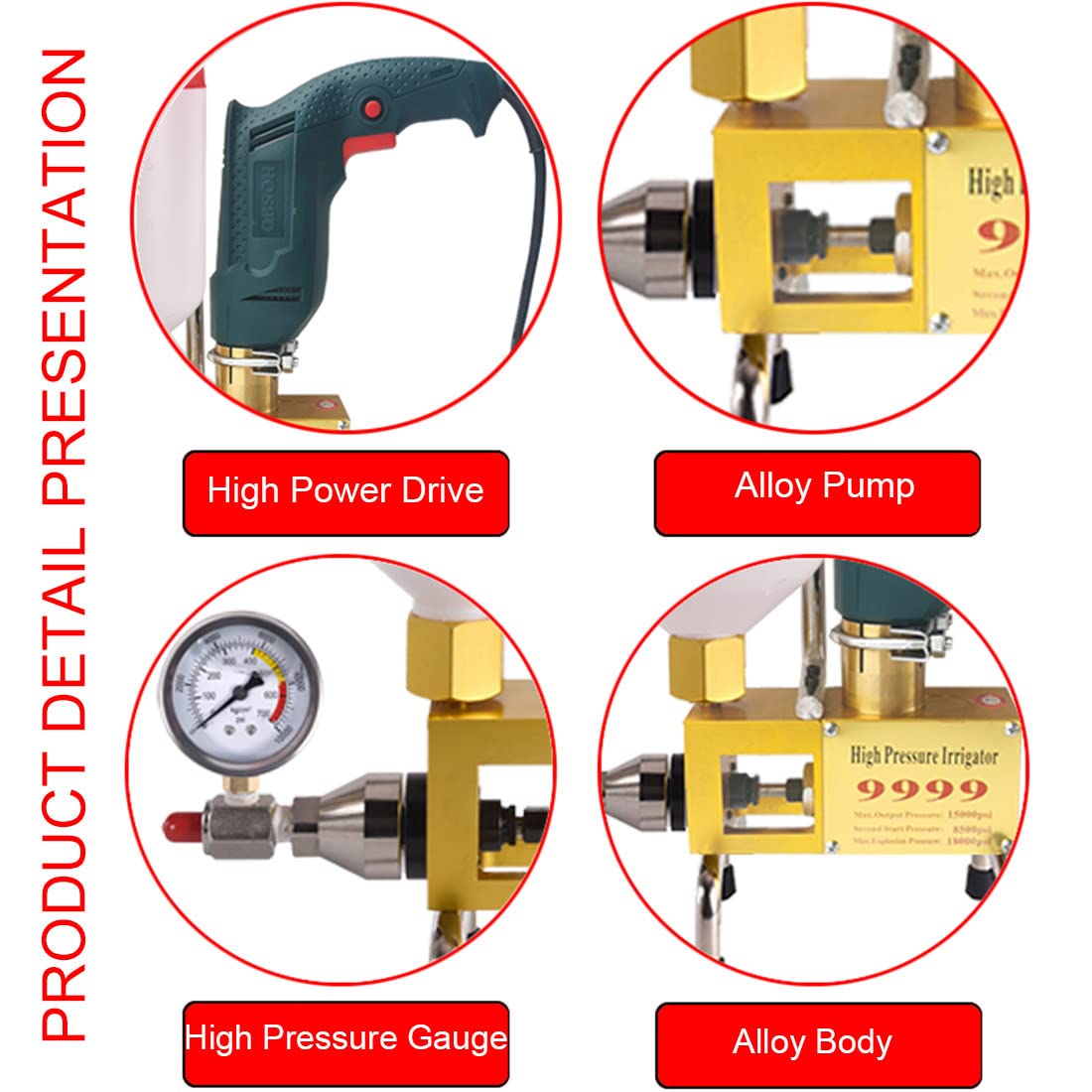 910W High-Pressure Floor Grouting Machine - 110V Waterproof Filling Pump for Concrete Crack Repair, Polyurethane Injection & Foundation Leak Sealing - Ideal for Basement, Garage & Driveway Repairs