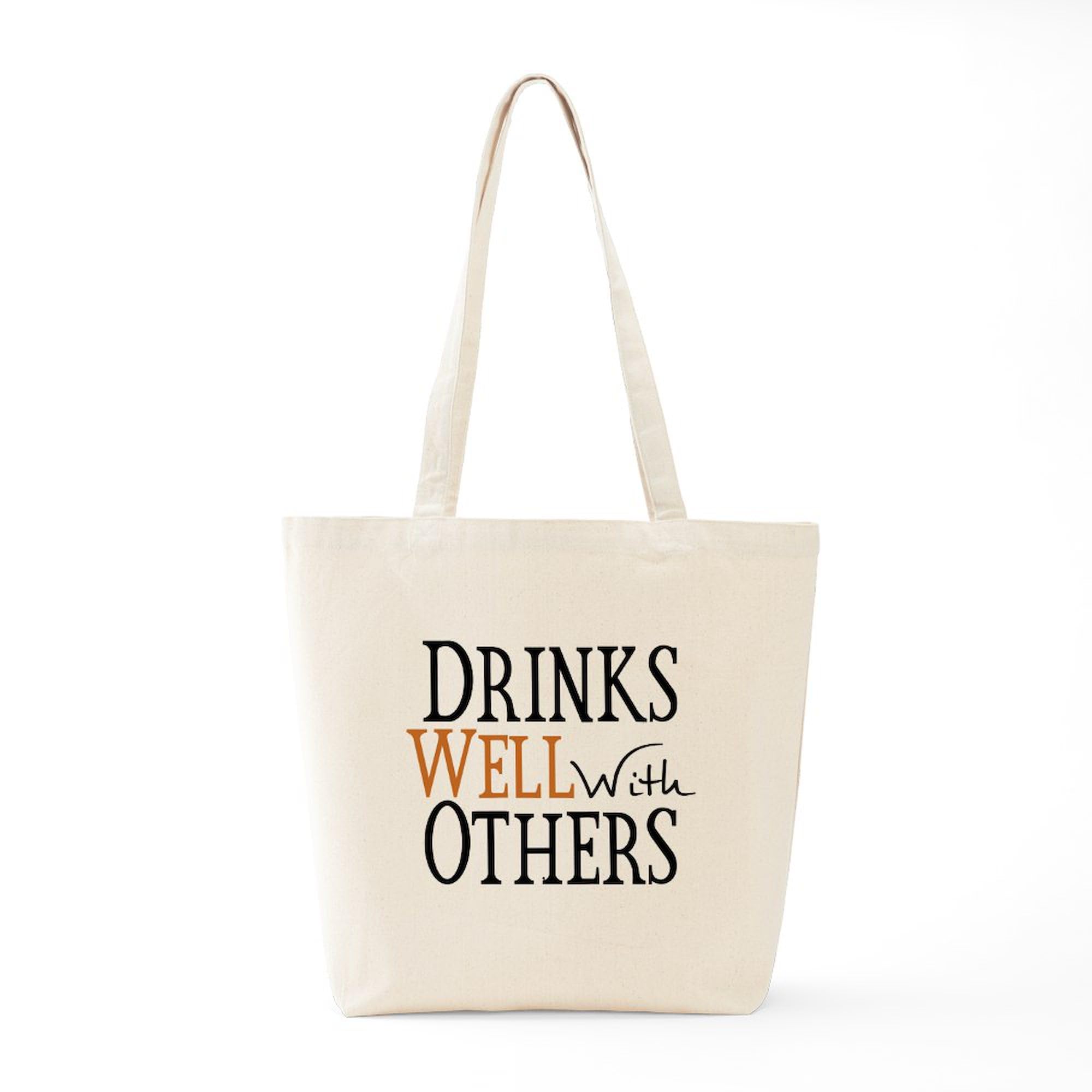 Drinks Well With Others Tote Bag - Natural Canvas Reusable Shopping Tote - Perfect for Groceries, Beach Trips & Everyday Use