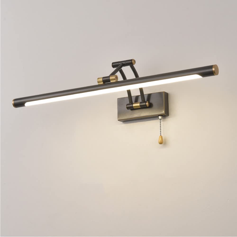Adjustable Copper LED Bathroom Mirror Light with Pull Chain Switch - Modern Vanity Wall Lighting for Makeup & Shaving - Perfect for Bathrooms, Toilets, and Washrooms